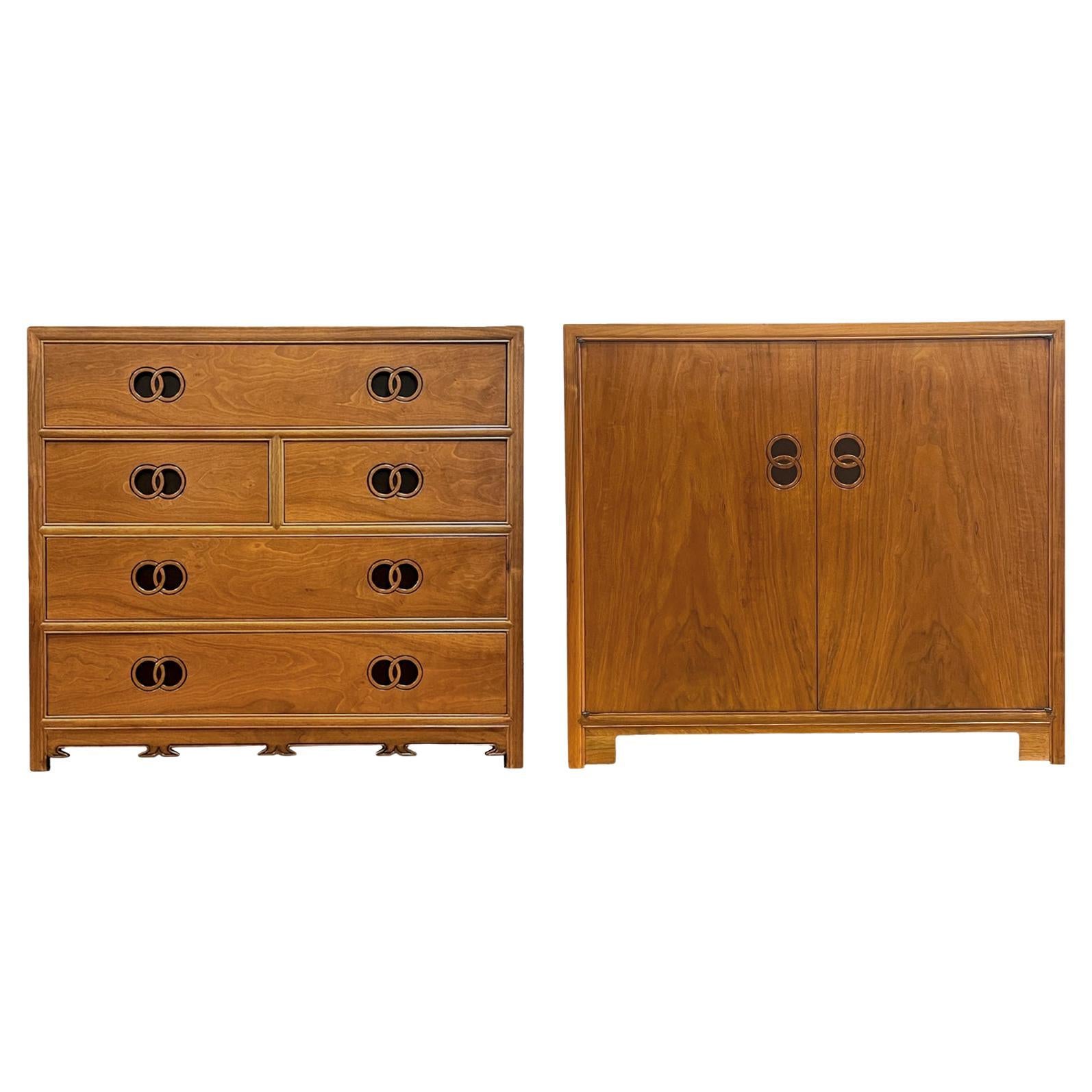 Pair of Michael Taylor for Baker Far East Collection Dresser Chests Commodes For Sale