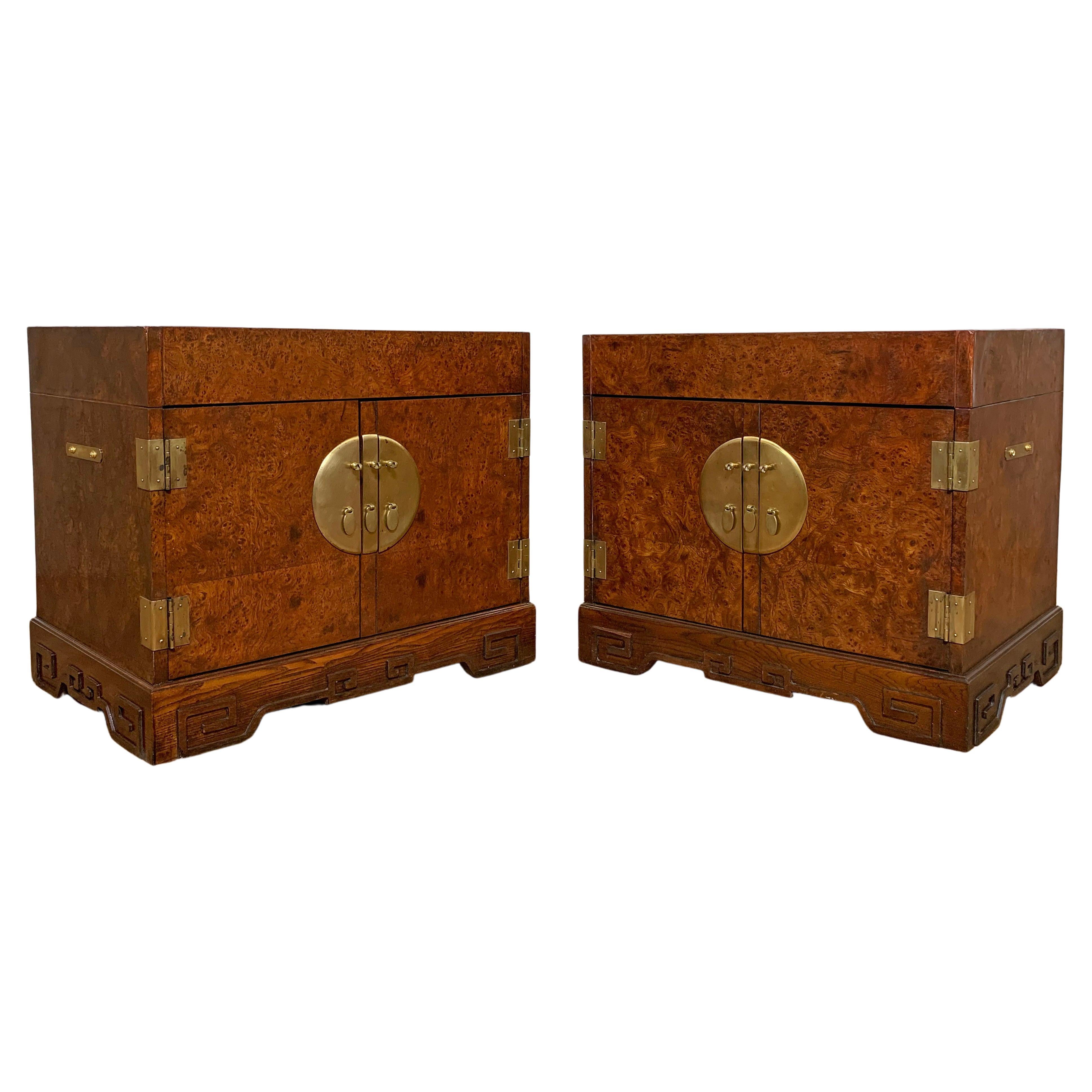 Pair of Michael Taylor for Baker Far East Collection Side Table Cabinets