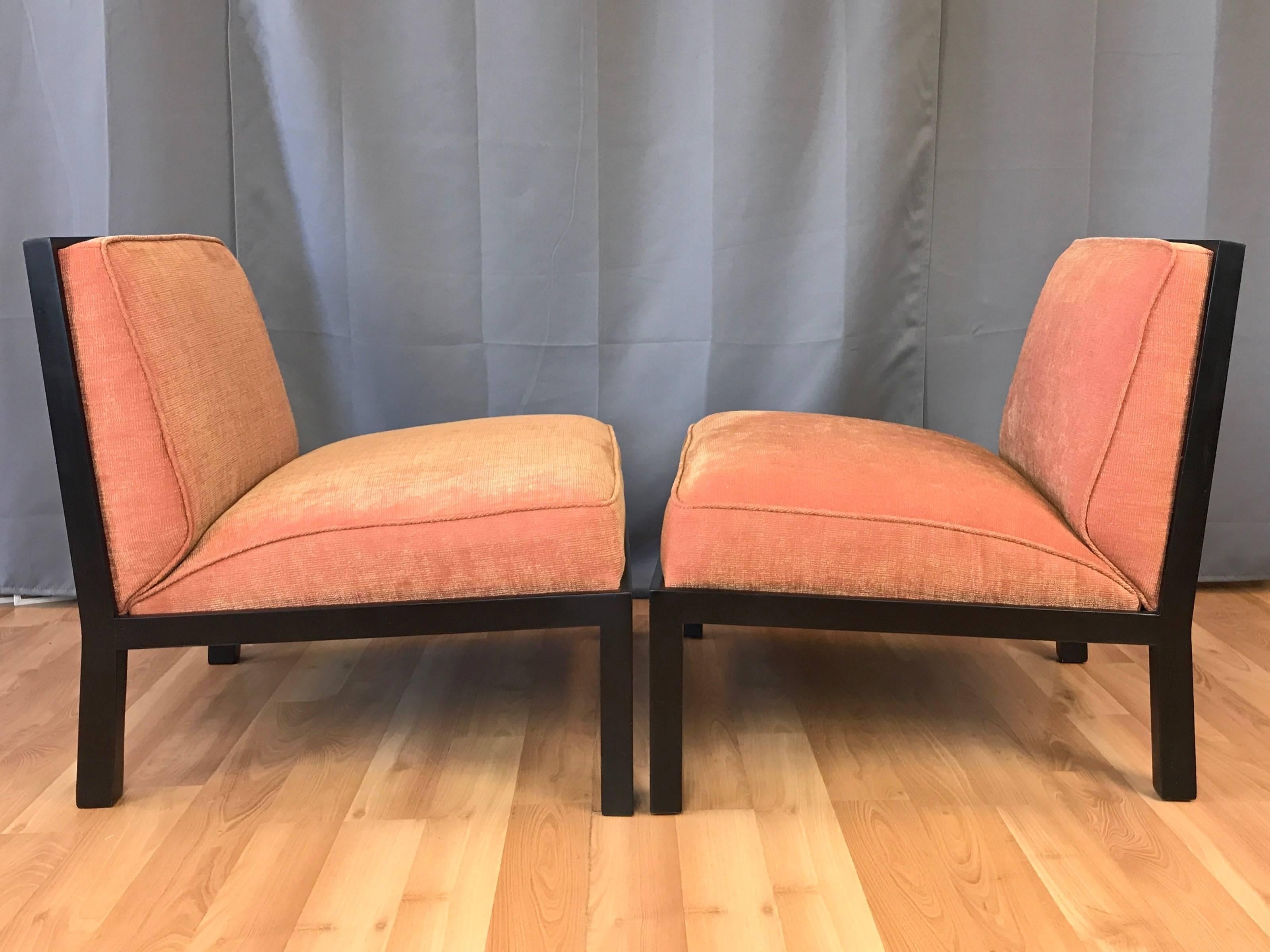 Pair of Michael Taylor for Baker Far East Collection Slipper Chairs 2