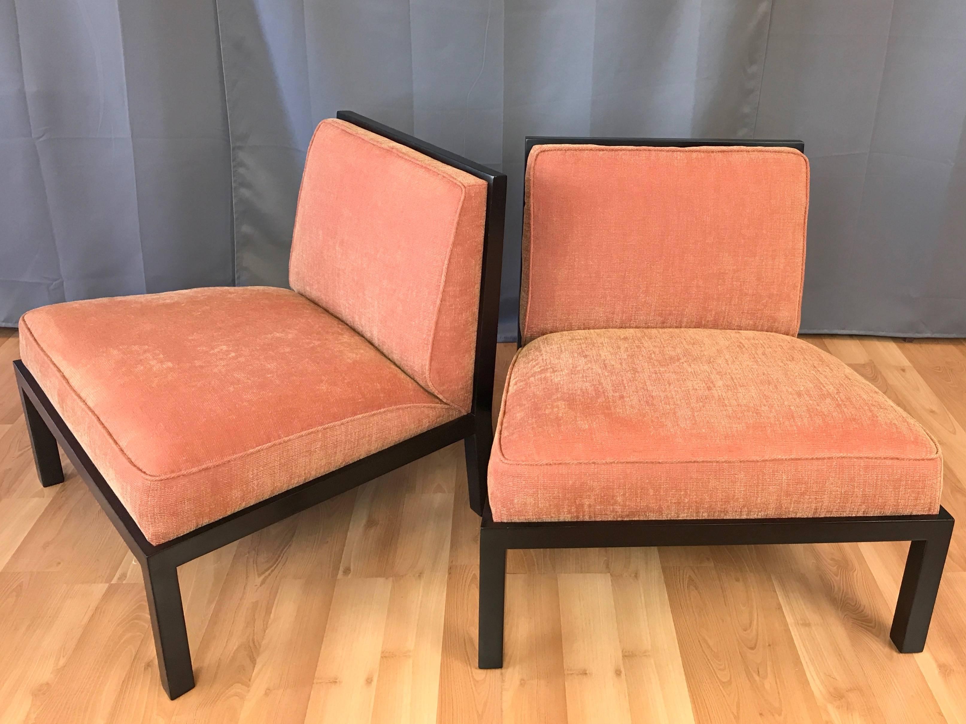 Pair of Michael Taylor for Baker Far East Collection Slipper Chairs 4