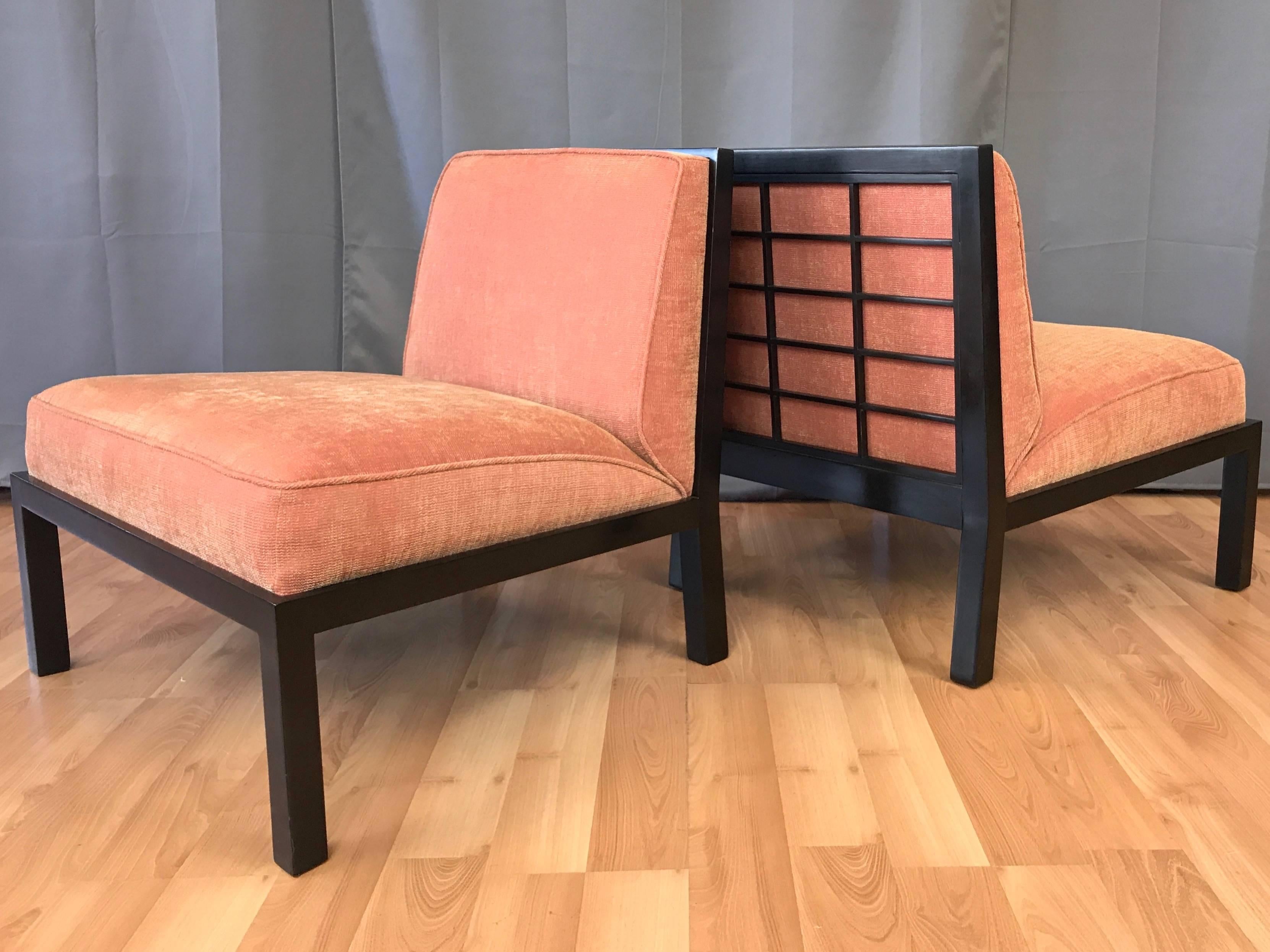 Mid-Century Modern Pair of Michael Taylor for Baker Far East Collection Slipper Chairs
