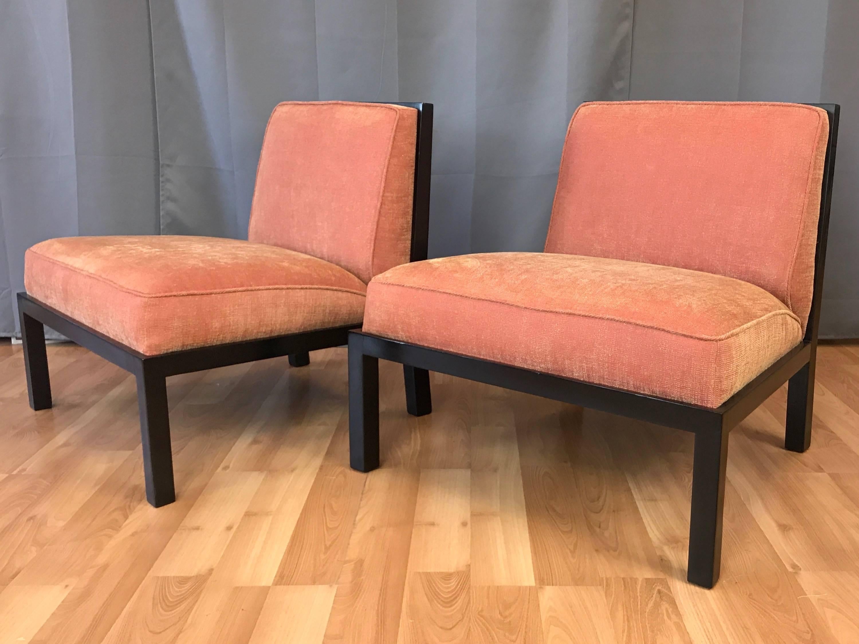 Pair of Michael Taylor for Baker Far East Collection Slipper Chairs In Excellent Condition In San Francisco, CA