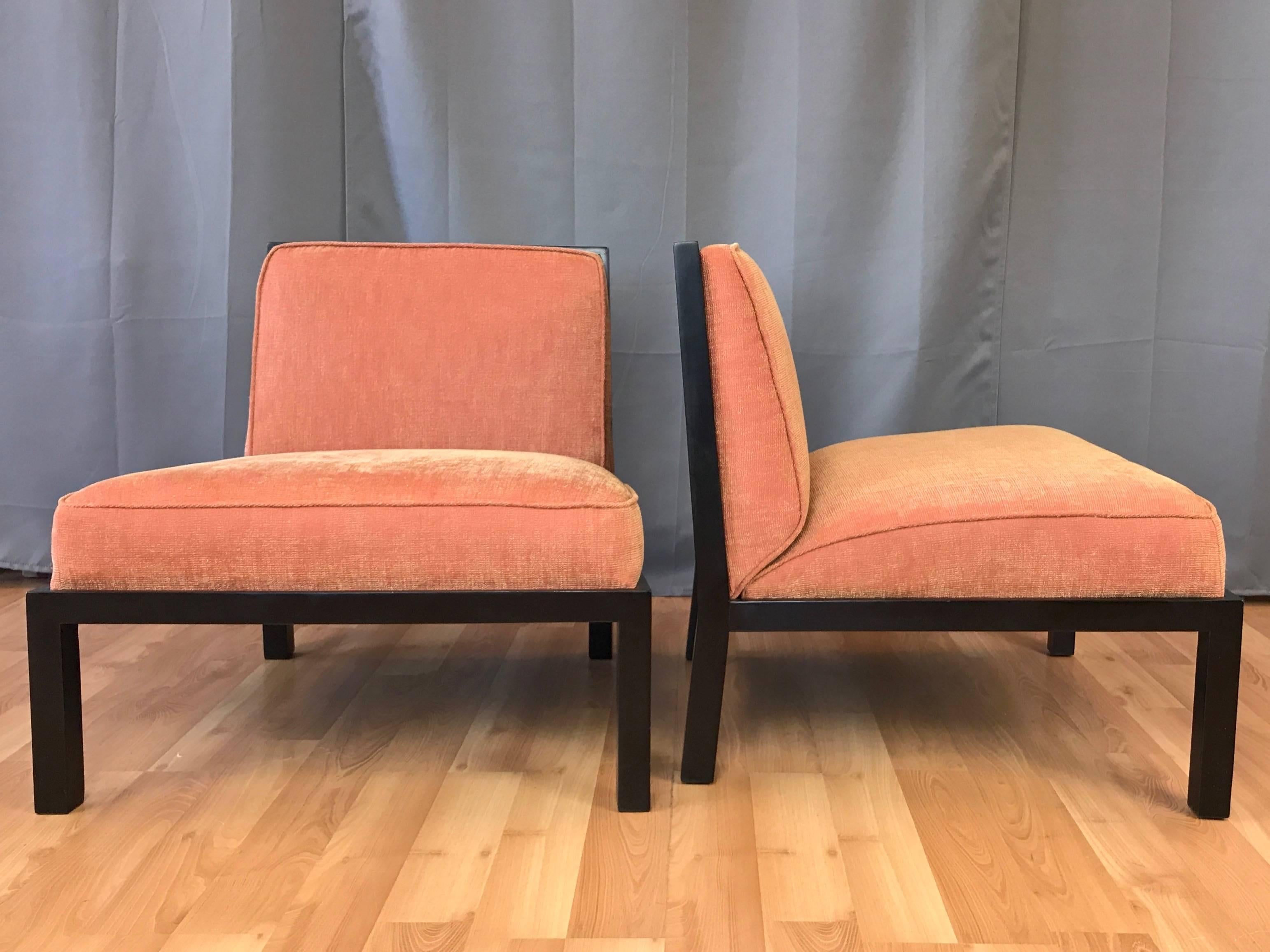 Upholstery Pair of Michael Taylor for Baker Far East Collection Slipper Chairs