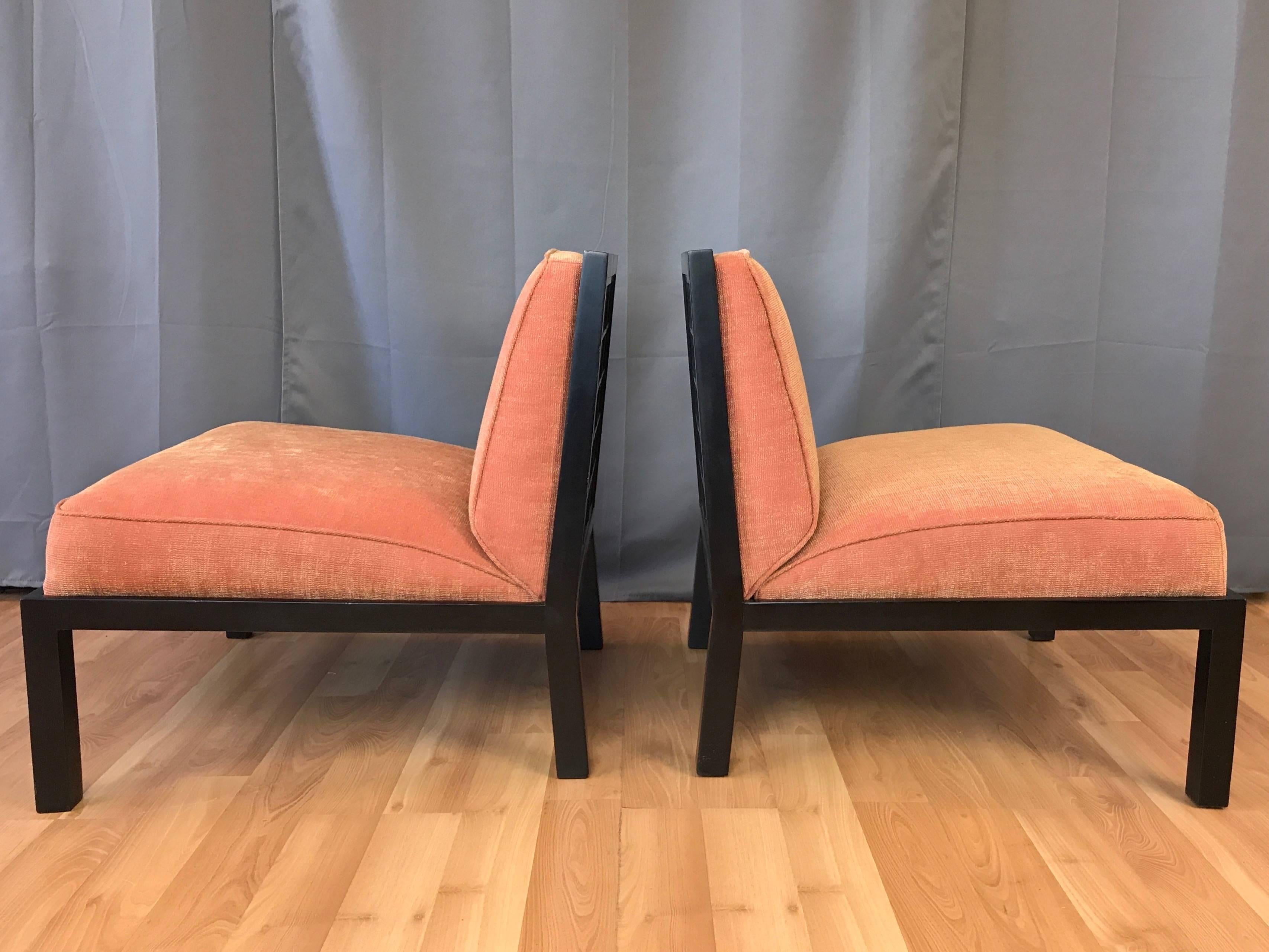 Pair of Michael Taylor for Baker Far East Collection Slipper Chairs 1