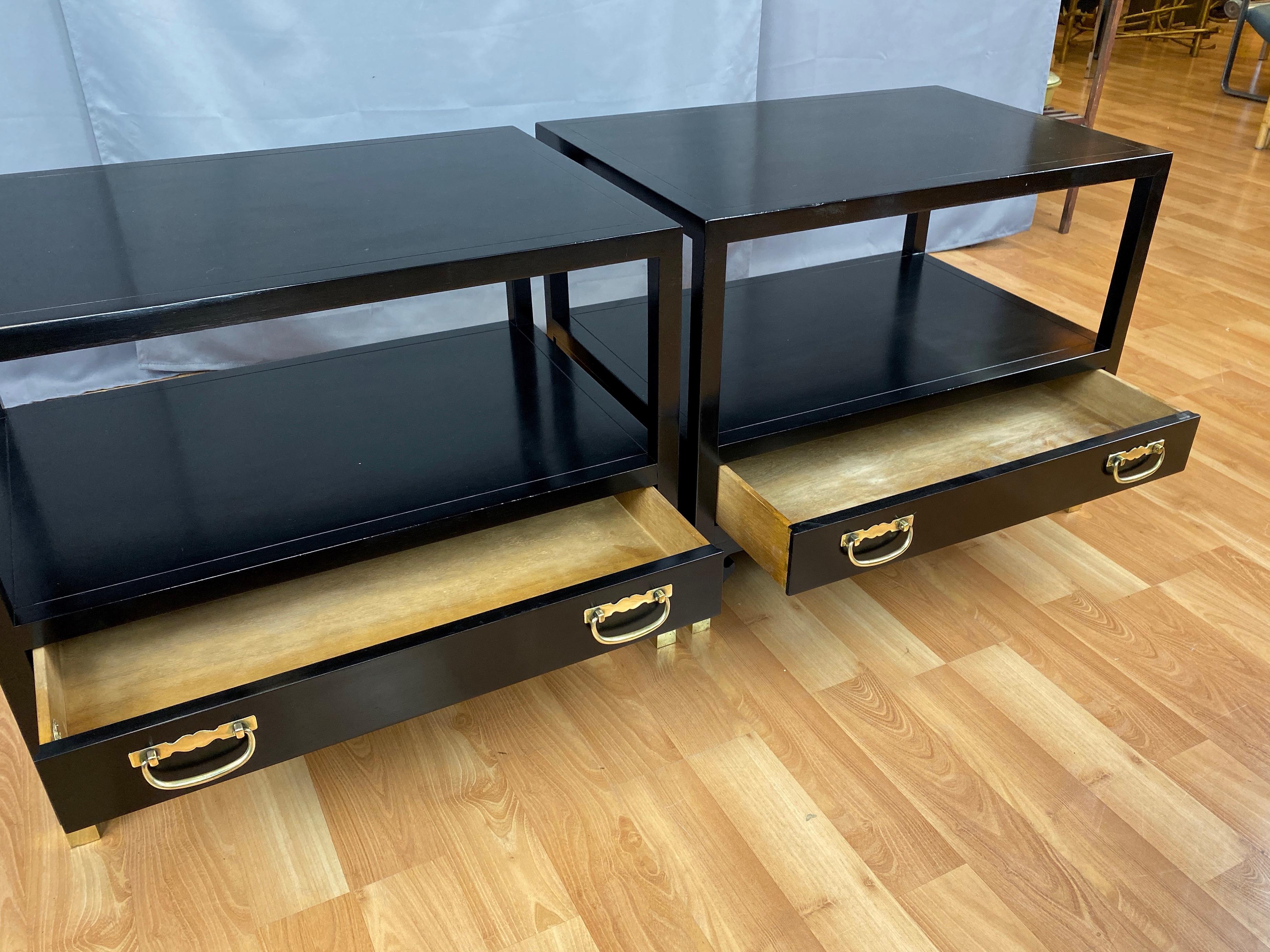 Pair of Michael Taylor for Baker Furniture Black Lacquered Side Tables, 1950s 3