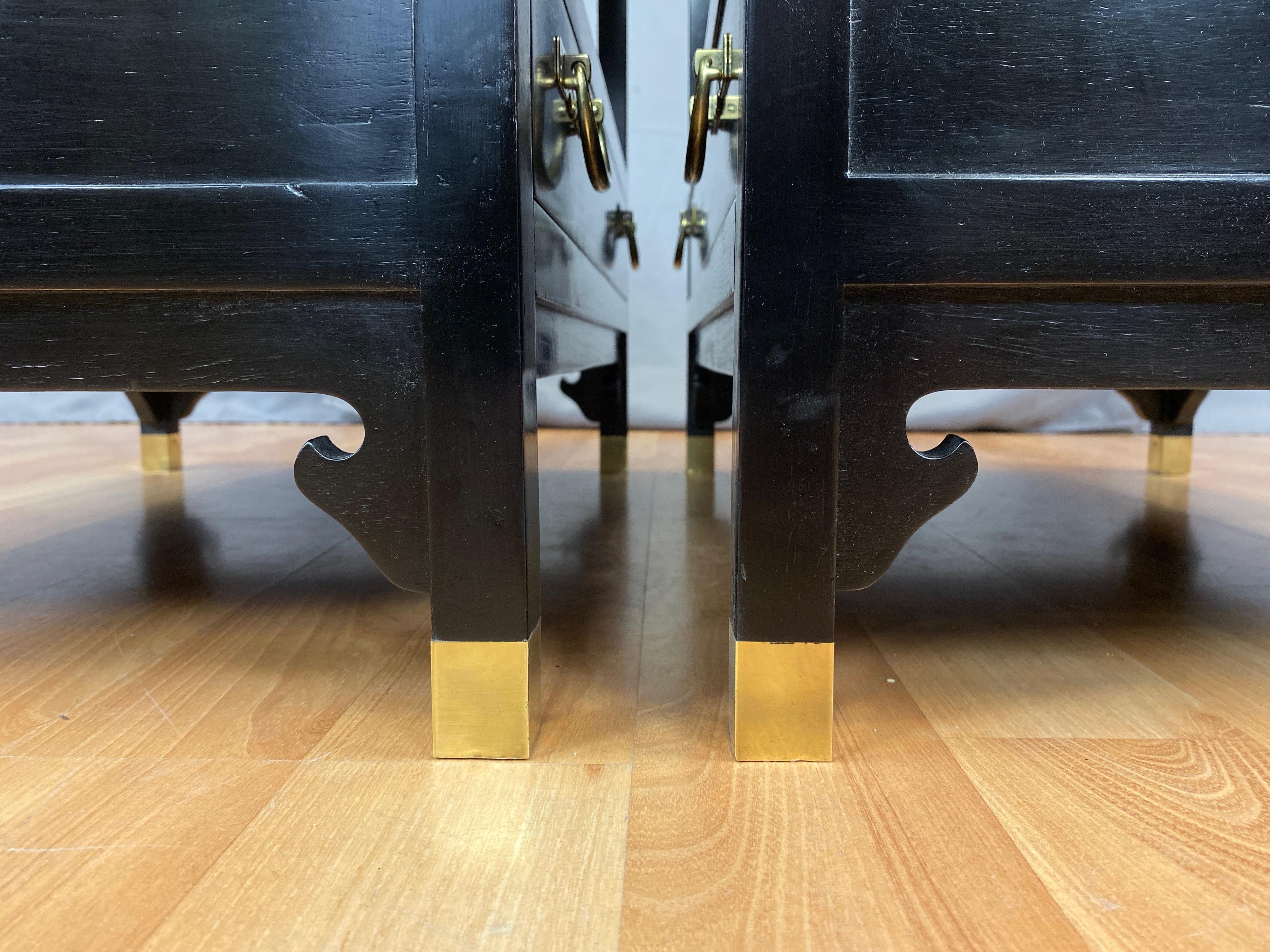 Pair of Michael Taylor for Baker Furniture Black Lacquered Side Tables, 1950s 5