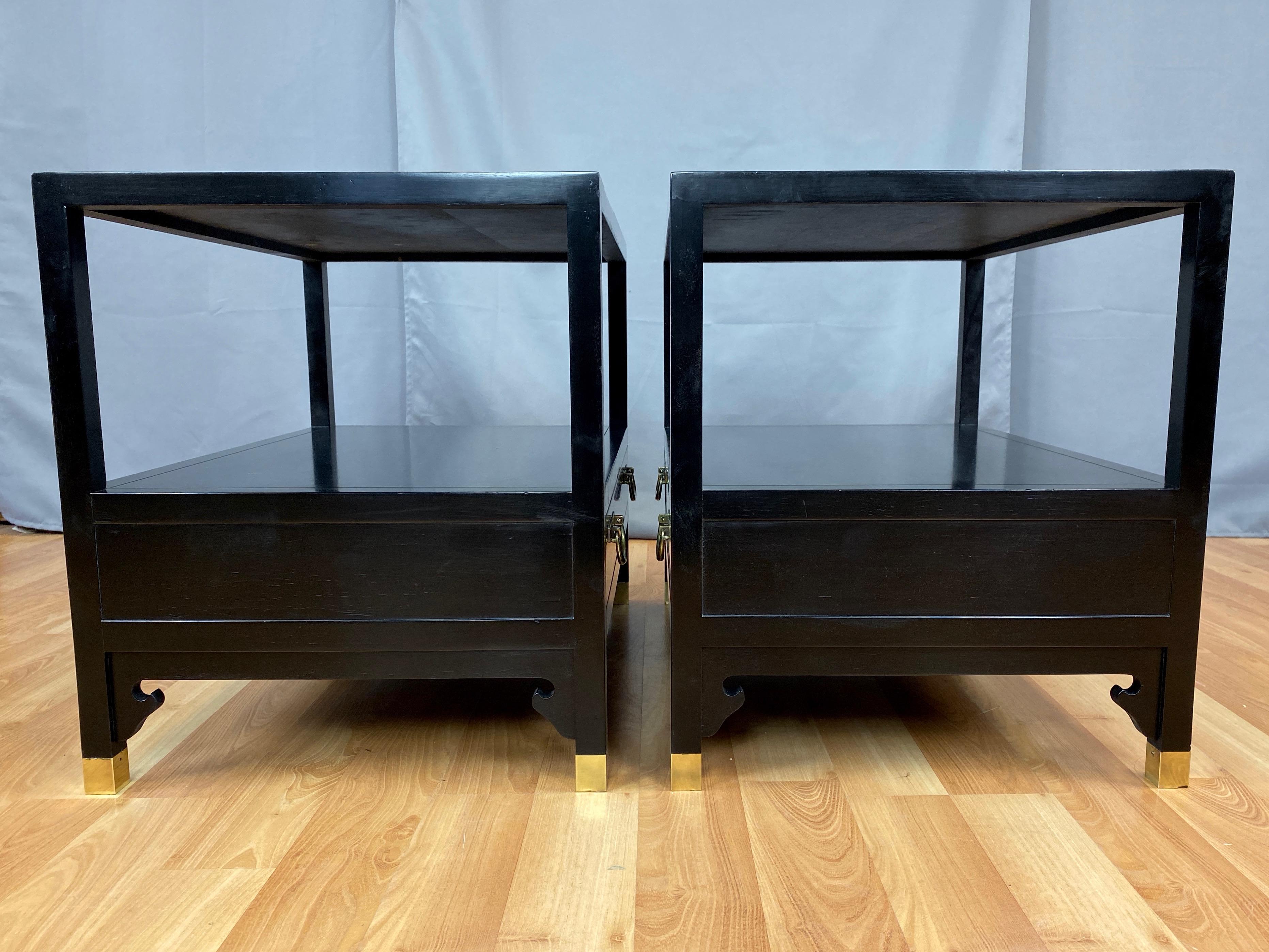 Pair of Michael Taylor for Baker Furniture Black Lacquered Side Tables, 1950s 6