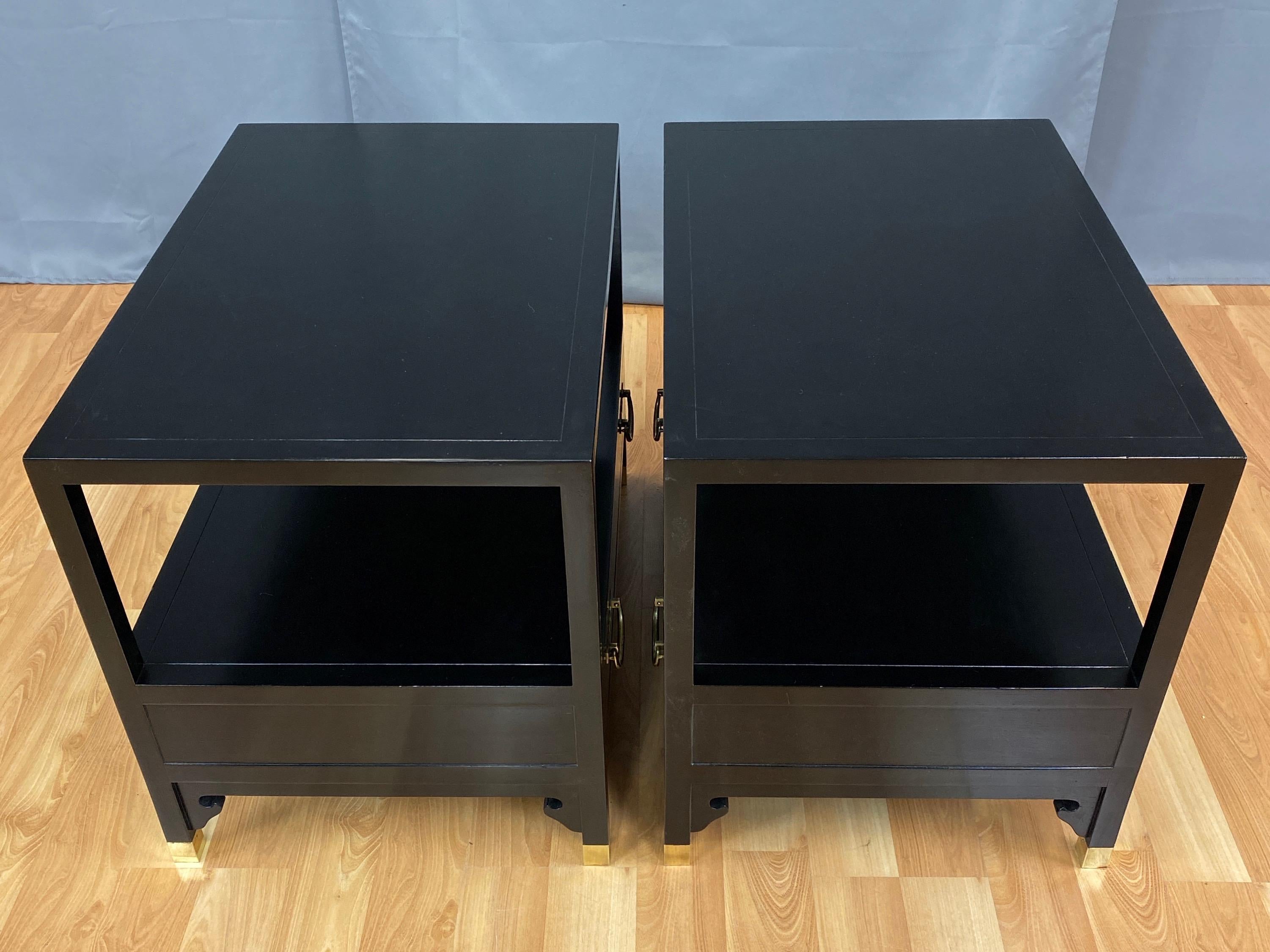 Pair of Michael Taylor for Baker Furniture Black Lacquered Side Tables, 1950s 7