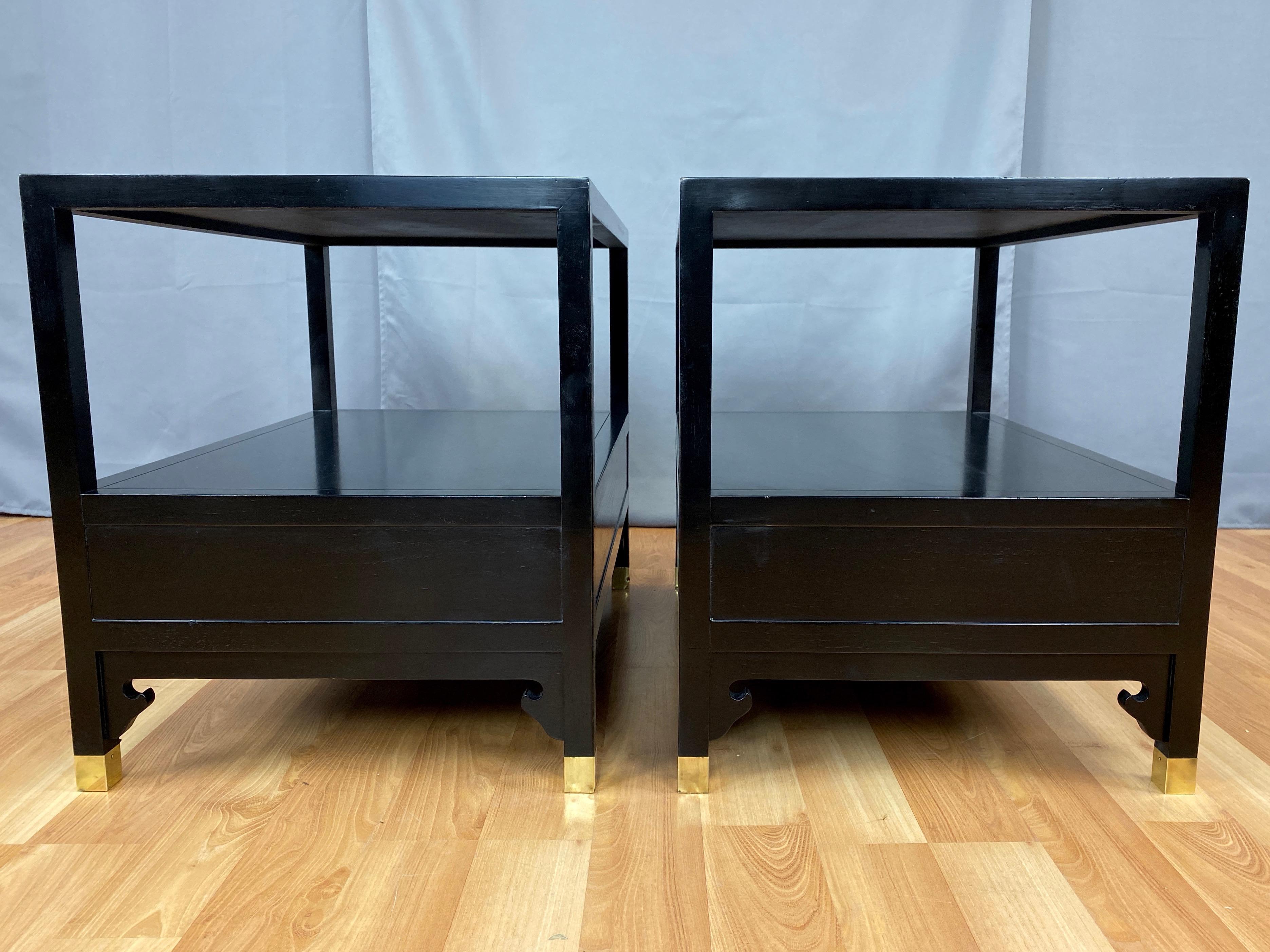 Pair of Michael Taylor for Baker Furniture Black Lacquered Side Tables, 1950s 10