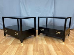 Pair of Michael Taylor for Baker Furniture Black Lacquered Side Tables, 1950s
