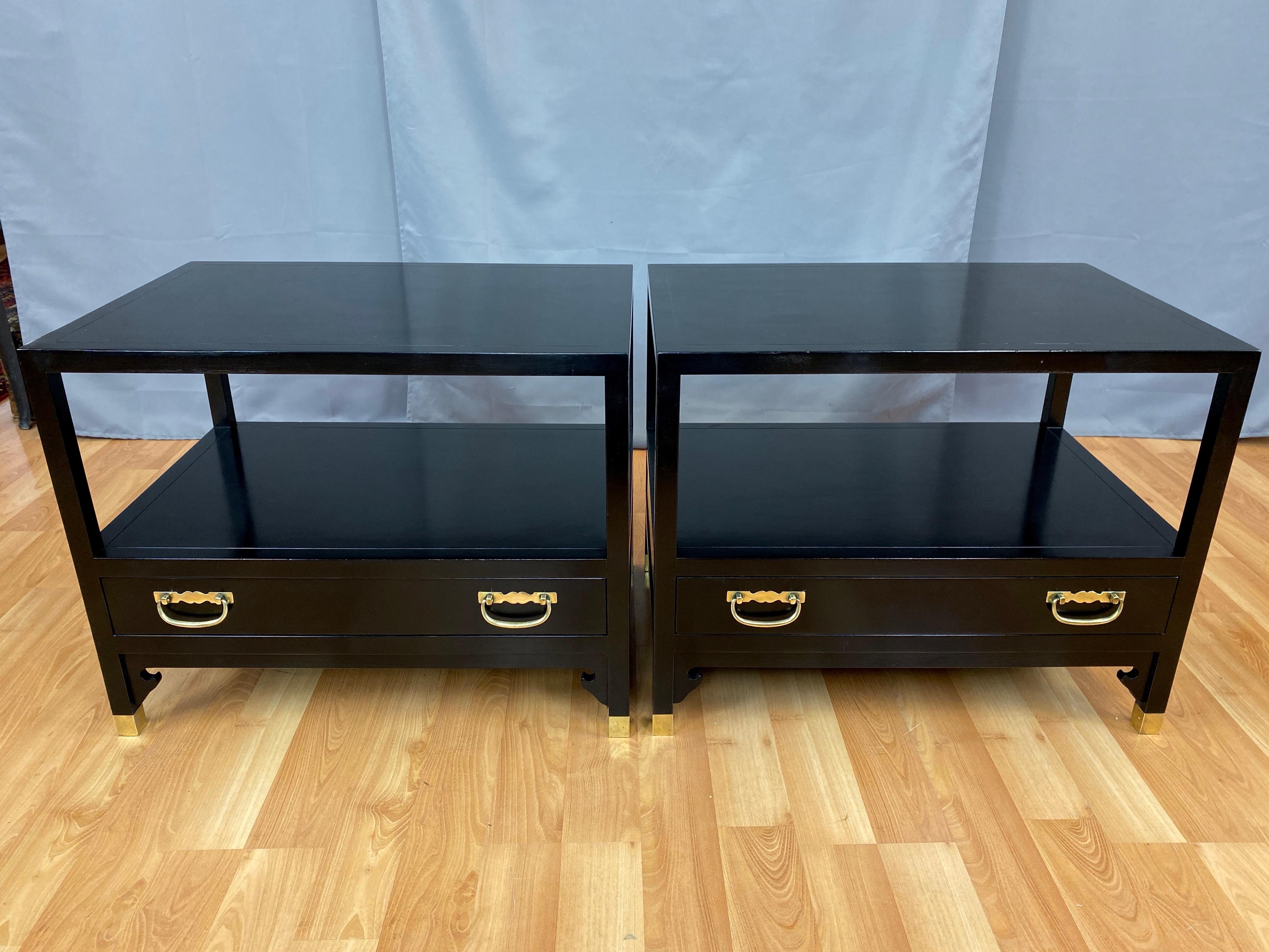 American Pair of Michael Taylor for Baker Furniture Black Lacquered Side Tables, 1950s