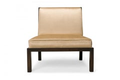 Pair of Michael Taylor for Baker Furniture Co. Champagne Satin Slipper Chairs