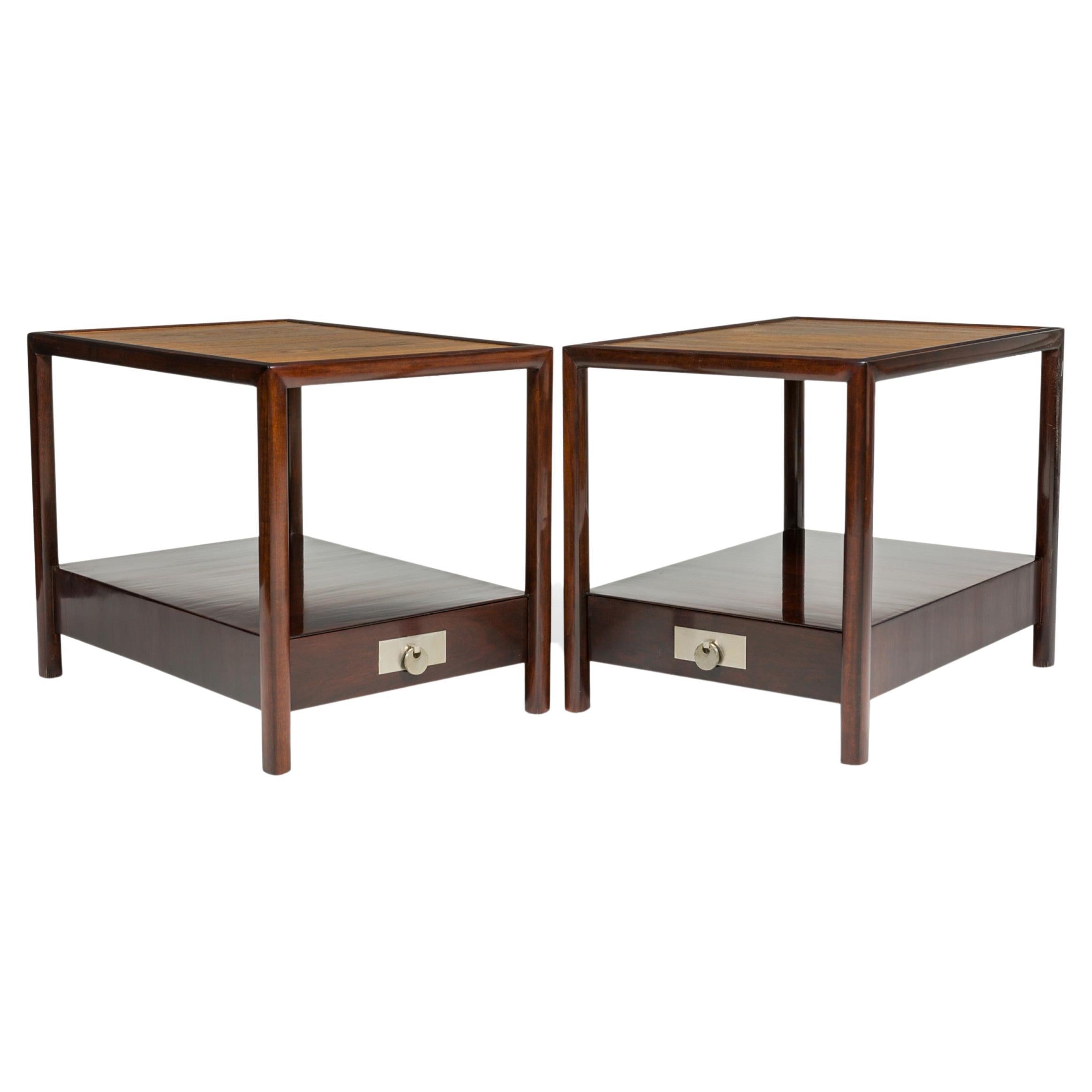 Pair of Michael Taylor for Baker Furniture Co. Teak and Mahogany End / SideTable