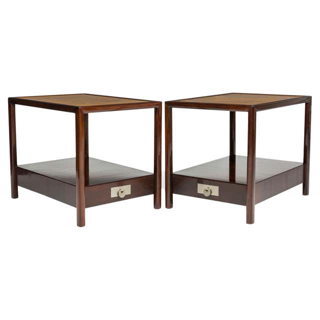 Pair of M. SInger and Sons American Mid-Century Teak Two-Tier Side ...