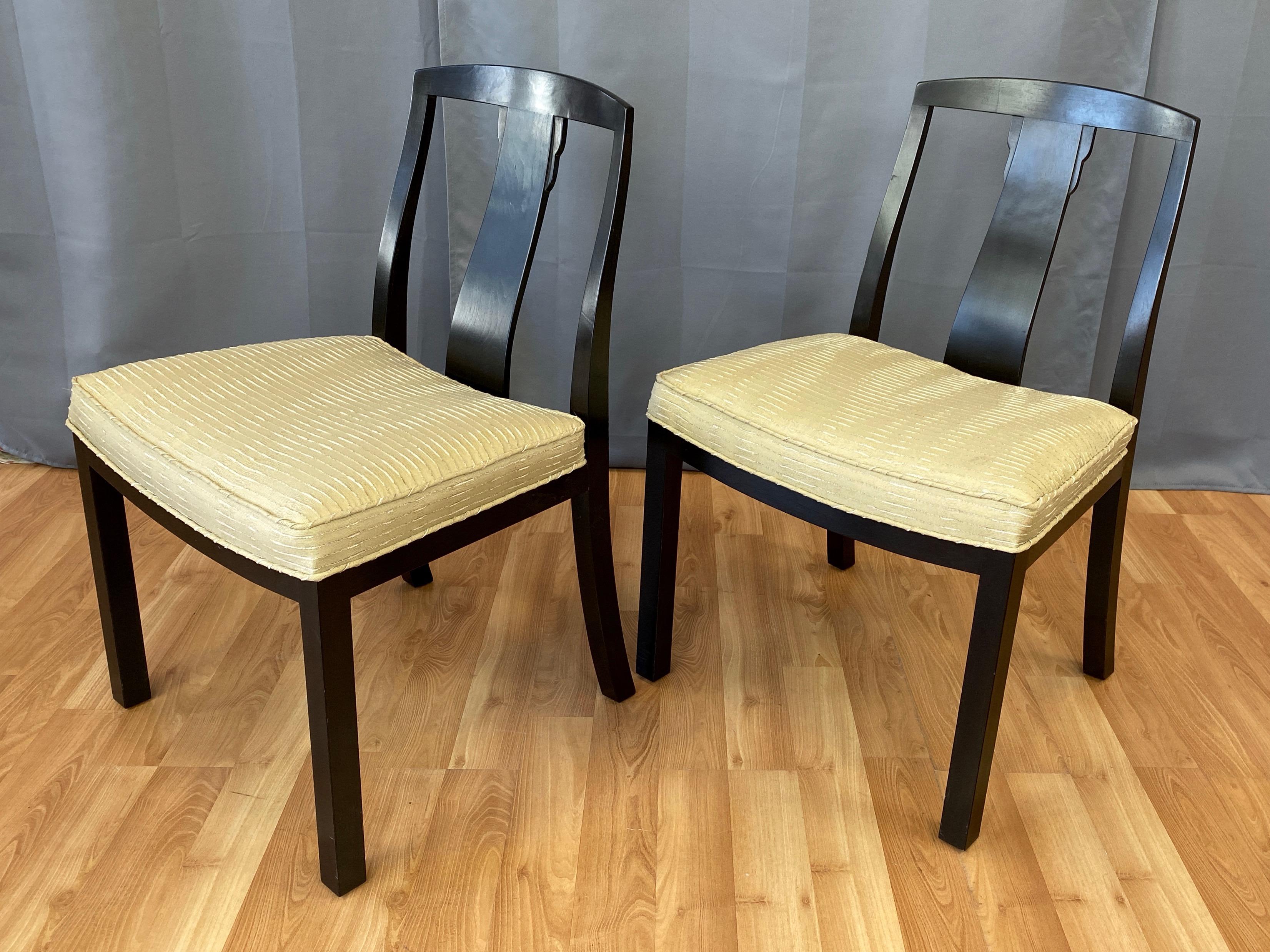 Hollywood Regency Pair of Michael Taylor for Baker Furniture T-Back Dining Chairs, 1950s