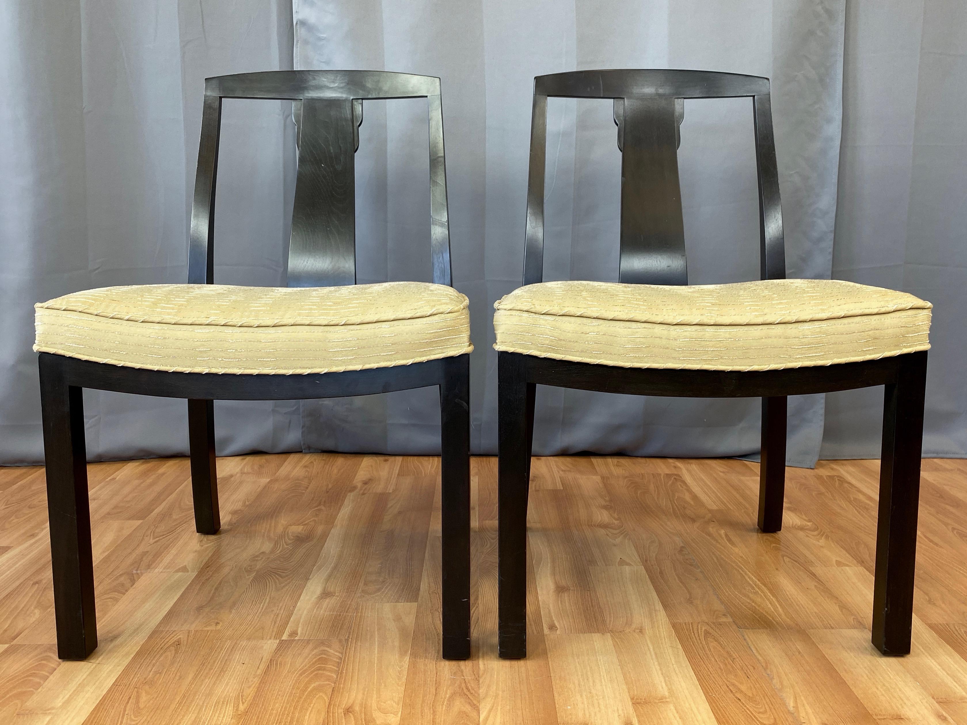 Ebonized Pair of Michael Taylor for Baker Furniture T-Back Dining Chairs, 1950s