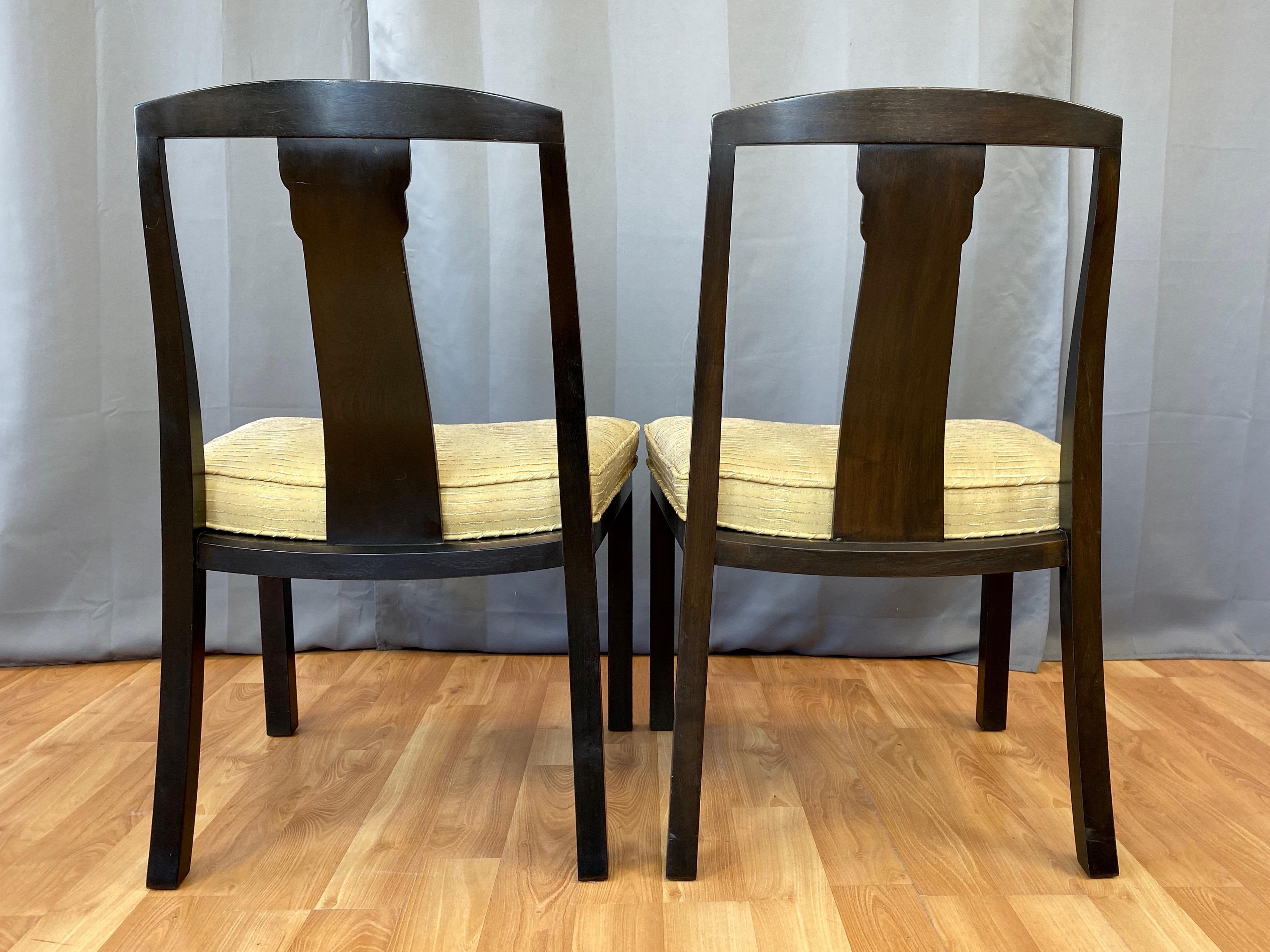 Upholstery Pair of Michael Taylor for Baker Furniture T-Back Dining Chairs, 1950s