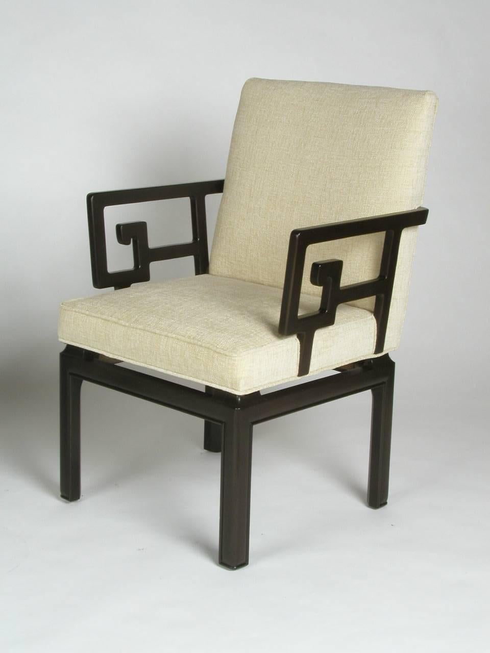 Mid-Century Modern Pair of Michael Taylor for Baker Greek Key Armchairs Far East Collection For Sale