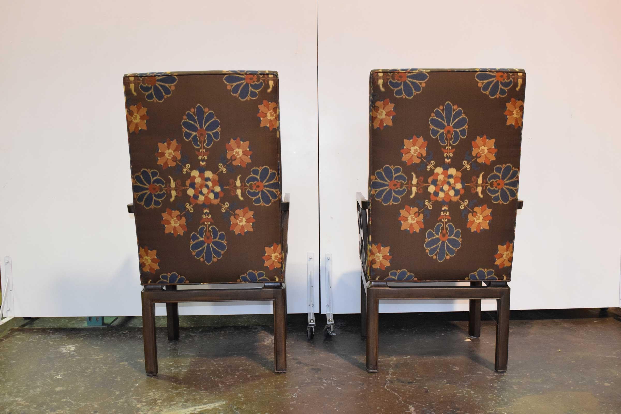 Mid-Century Modern Pair of Michael Taylor for Baker Greek Key Armchairs Far East Collection