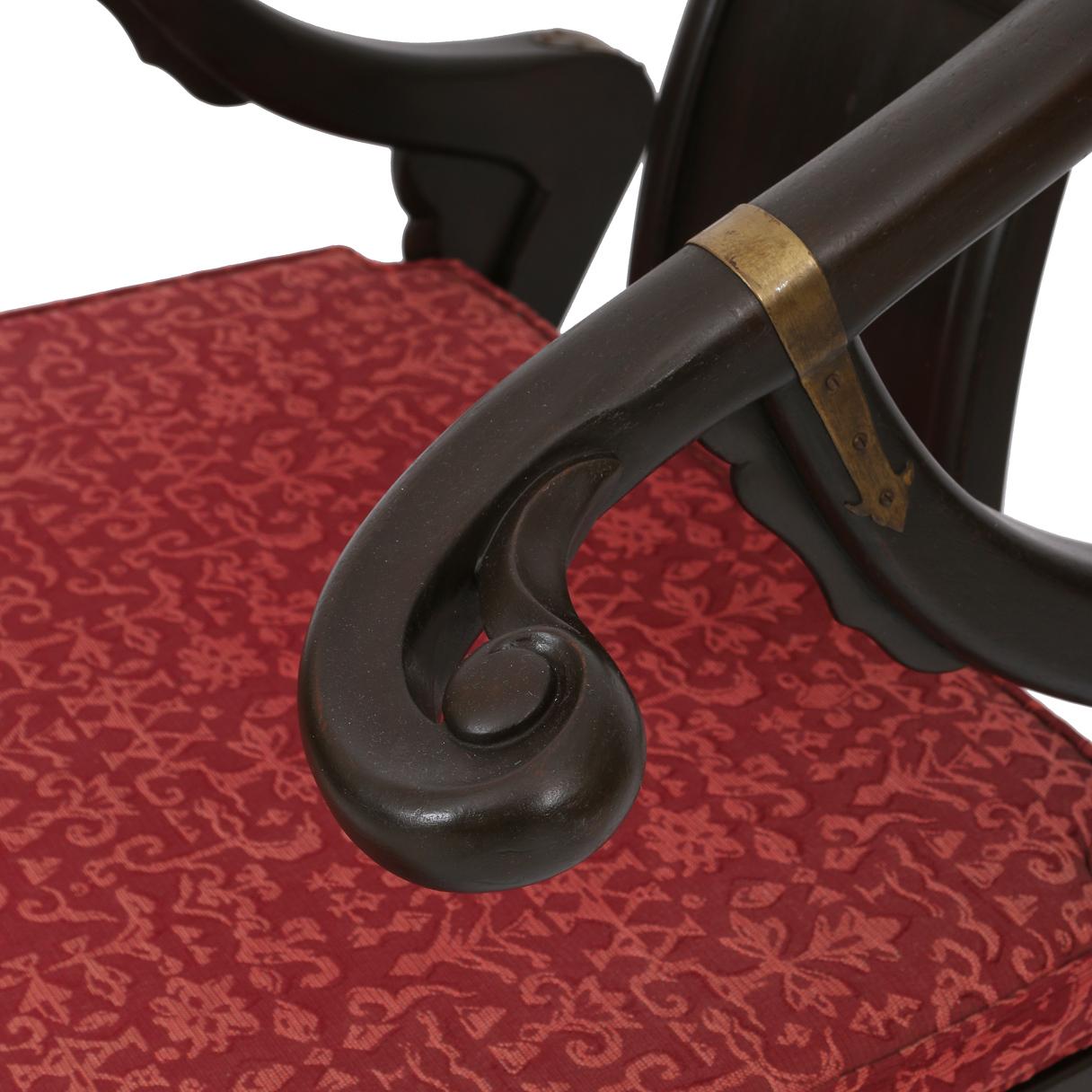 Pair of Michael Taylor for Baker Horseshoe Asian Chairs in Ebonized Finish In Good Condition In Locust Valley, NY