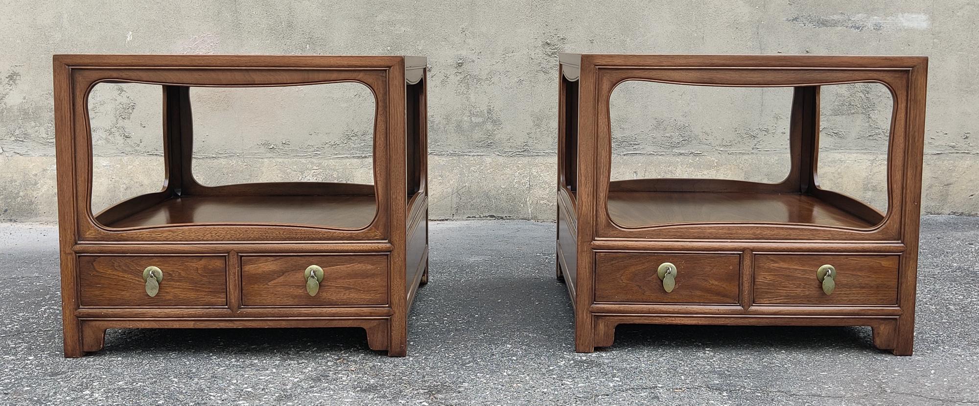 Late 20th Century Pair of Michael Taylor for Baker Large Nightstands or End Tables in Mahogany For Sale
