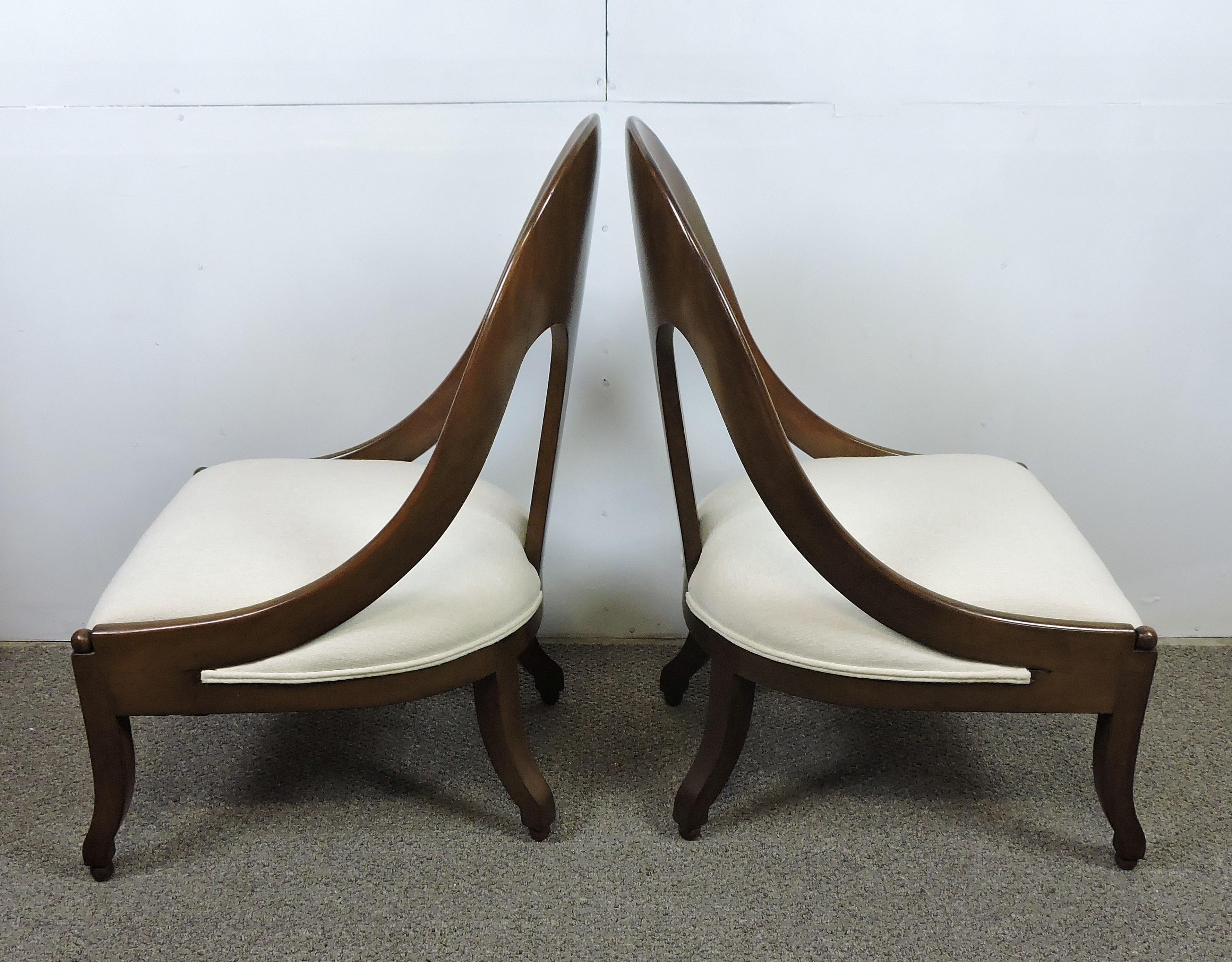 Mid-Century Modern Pair of Michael Taylor for Baker Midcentury Spoonback Klismos Slipper Chairs