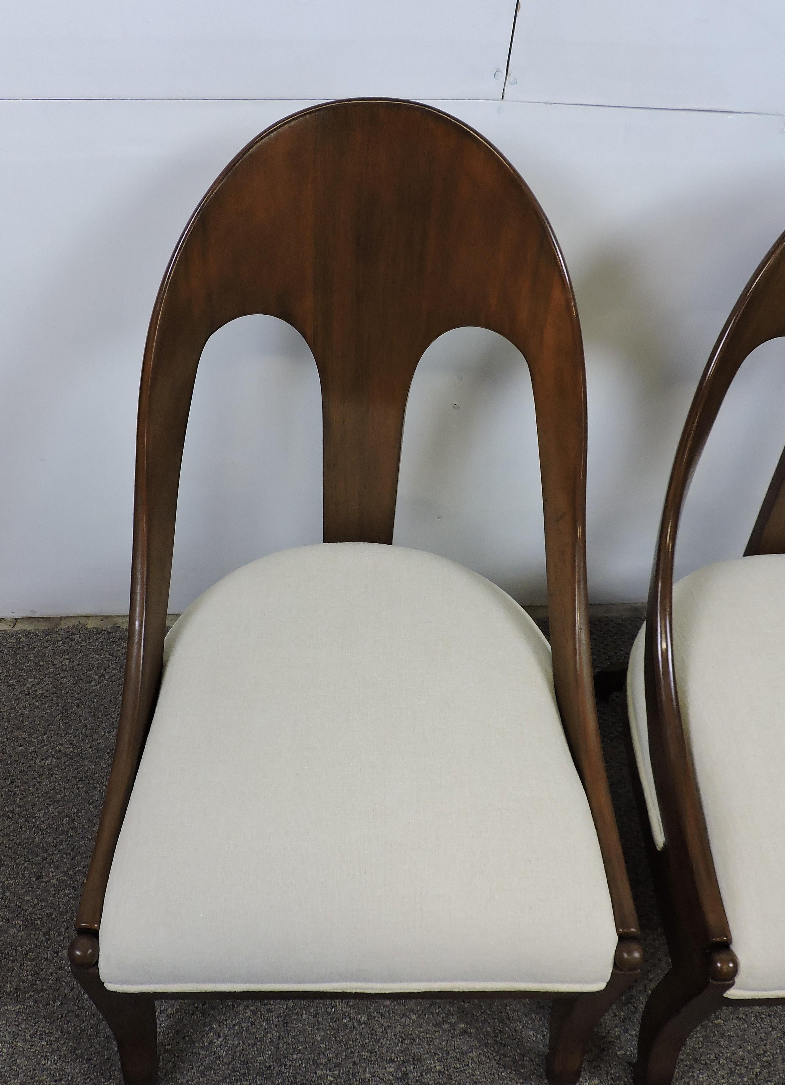 Mid-20th Century Pair of Michael Taylor for Baker Midcentury Spoonback Klismos Slipper Chairs