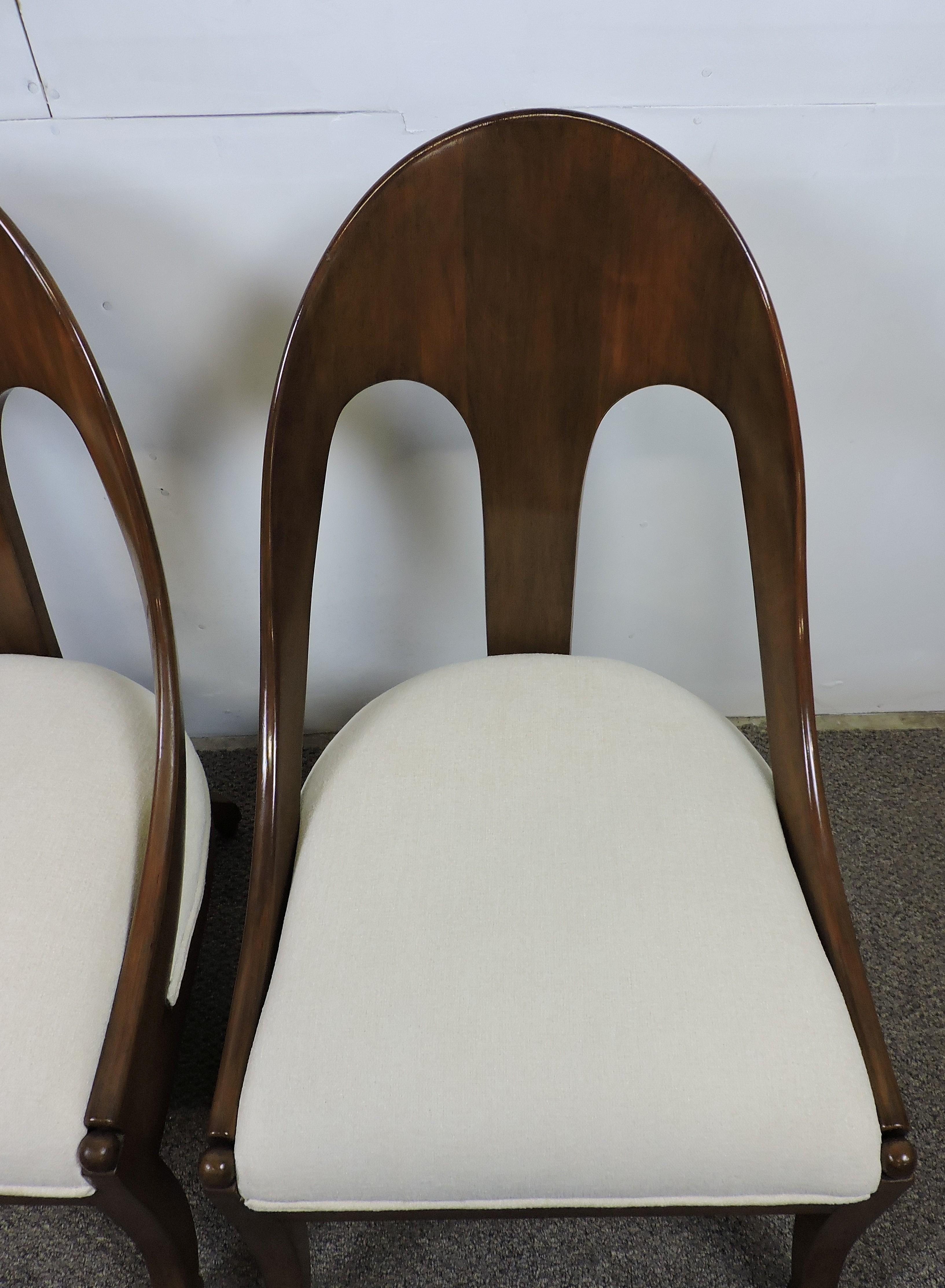 Upholstery Pair of Michael Taylor for Baker Midcentury Spoonback Klismos Slipper Chairs