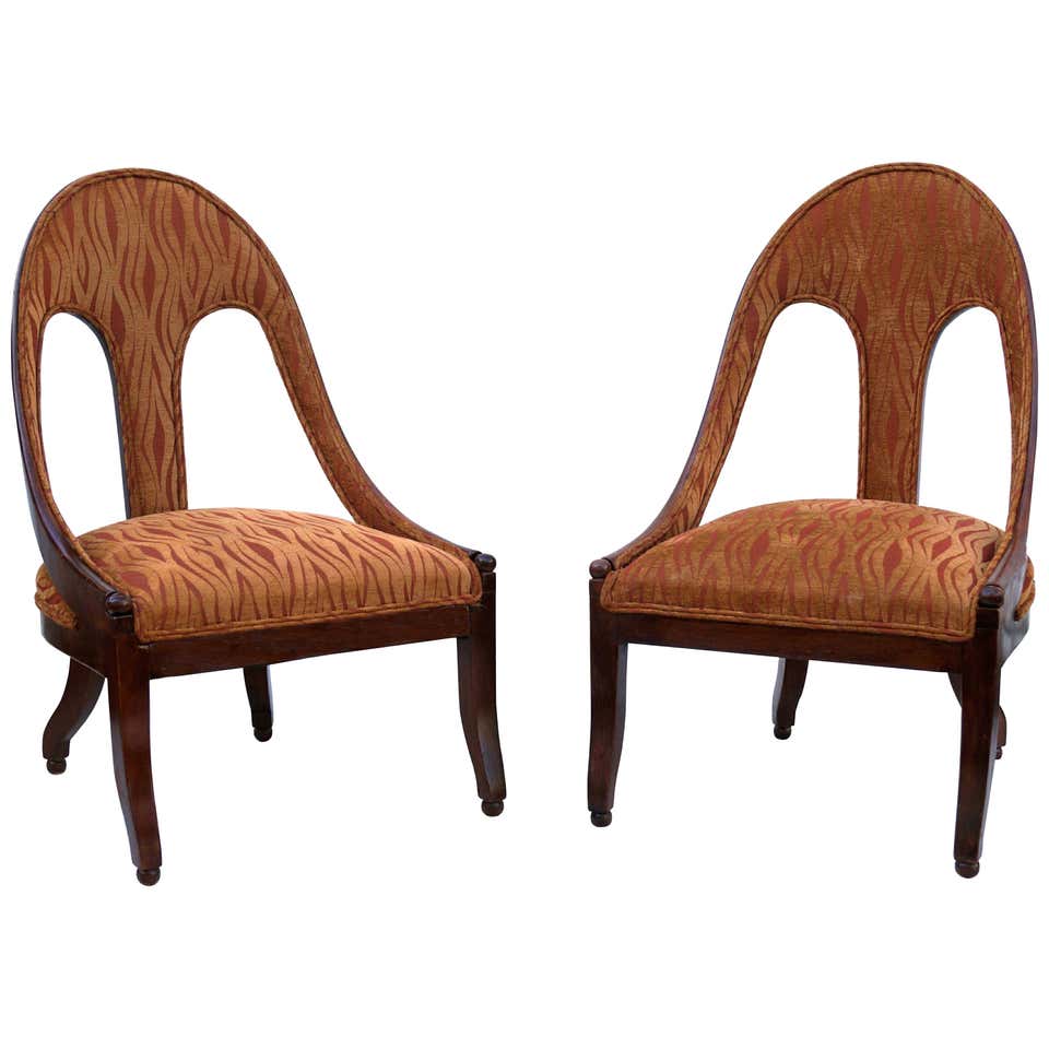 Sculptural Pair of Spoon Back Slipper Chairs circa 1950's at 1stDibs
