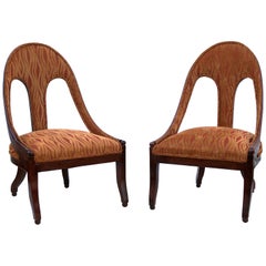 Pair of Michael Taylor for Baker Midcentury Spoon Back Slipper Lounge Chairs