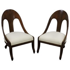 Pair of Michael Taylor for Baker Midcentury Spoonback Klismos Slipper Chairs