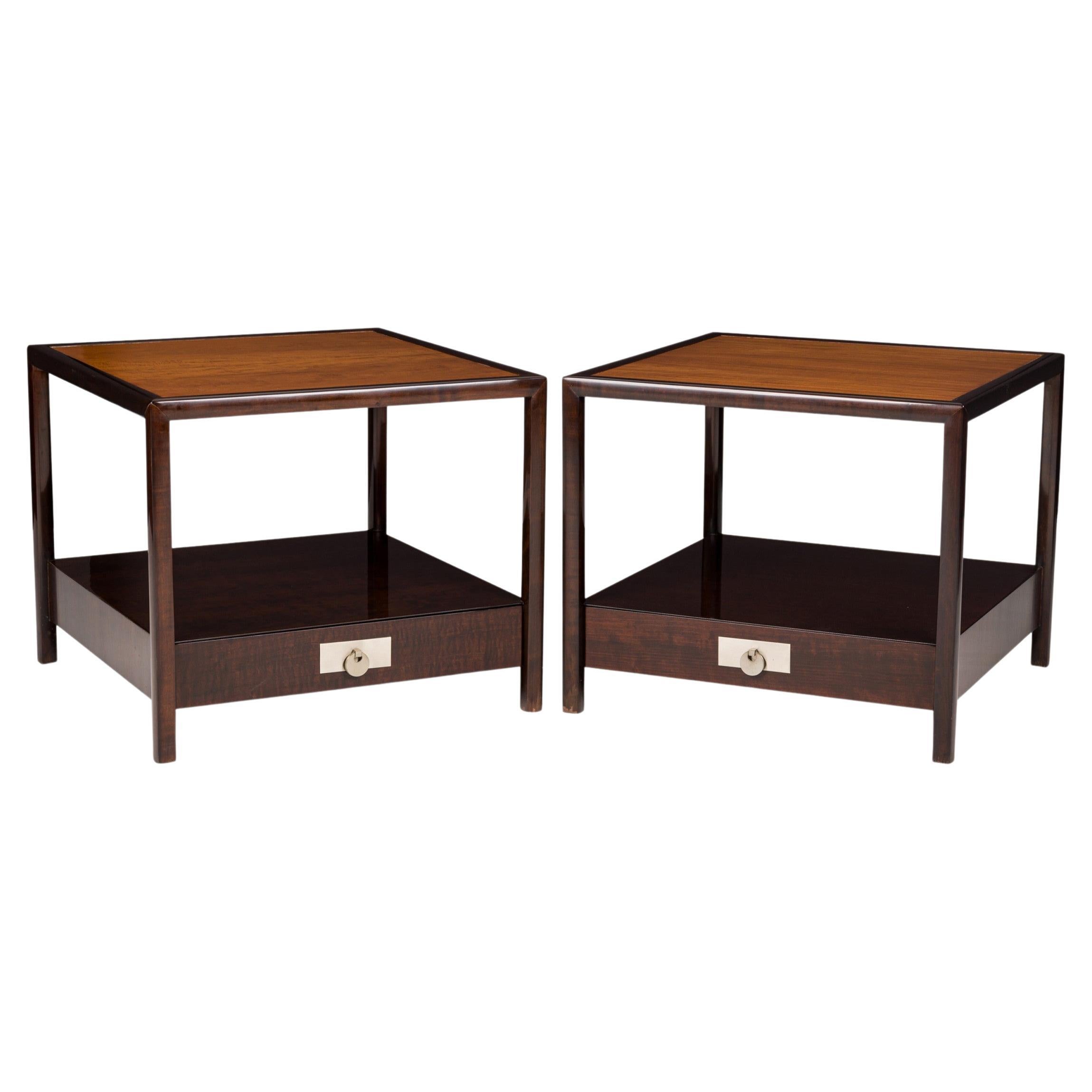 Pair of Michael Taylor for Baker New World Square Wooden End/Side Tables