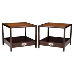 Vintage Pair of Michael Taylor for Baker New World Square Wooden End/Side Tables
