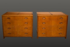 Pair of Michael Taylor Four Drawer Chests in Elm Wood
