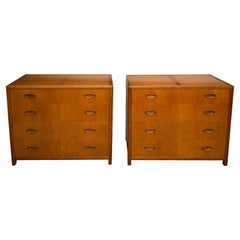Pair of Michael Taylor Four Drawer Chests in Elm Wood