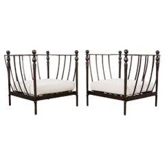 Pair of Michael Taylor Montecito Bronzed Garden Lounge Chairs