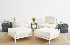 Pair of Michael Taylor Montecito Garden Chairs with Ottomans