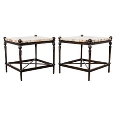 Pair of Michael Taylor Montecito Stone Top Garden Drinks Tables