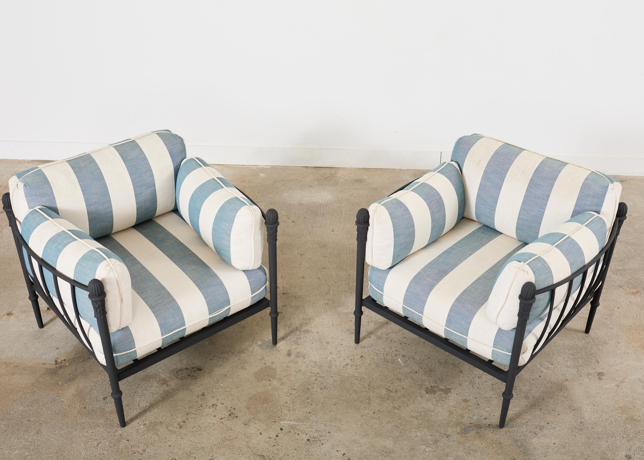 American Pair of Michael Taylor Style Montecito Chairs and Ottoman For Sale