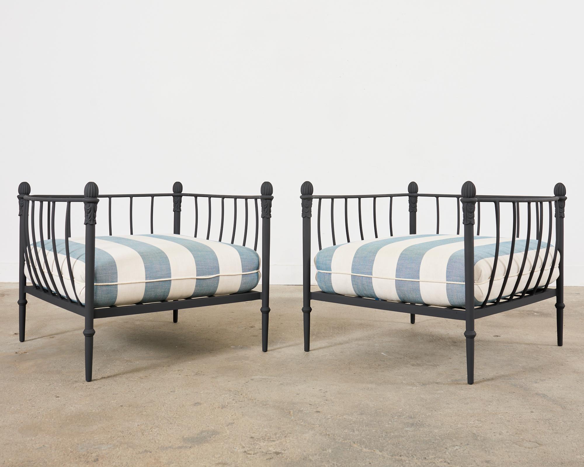 American Pair of Michael Taylor Design Montecito Chairs and Ottoman