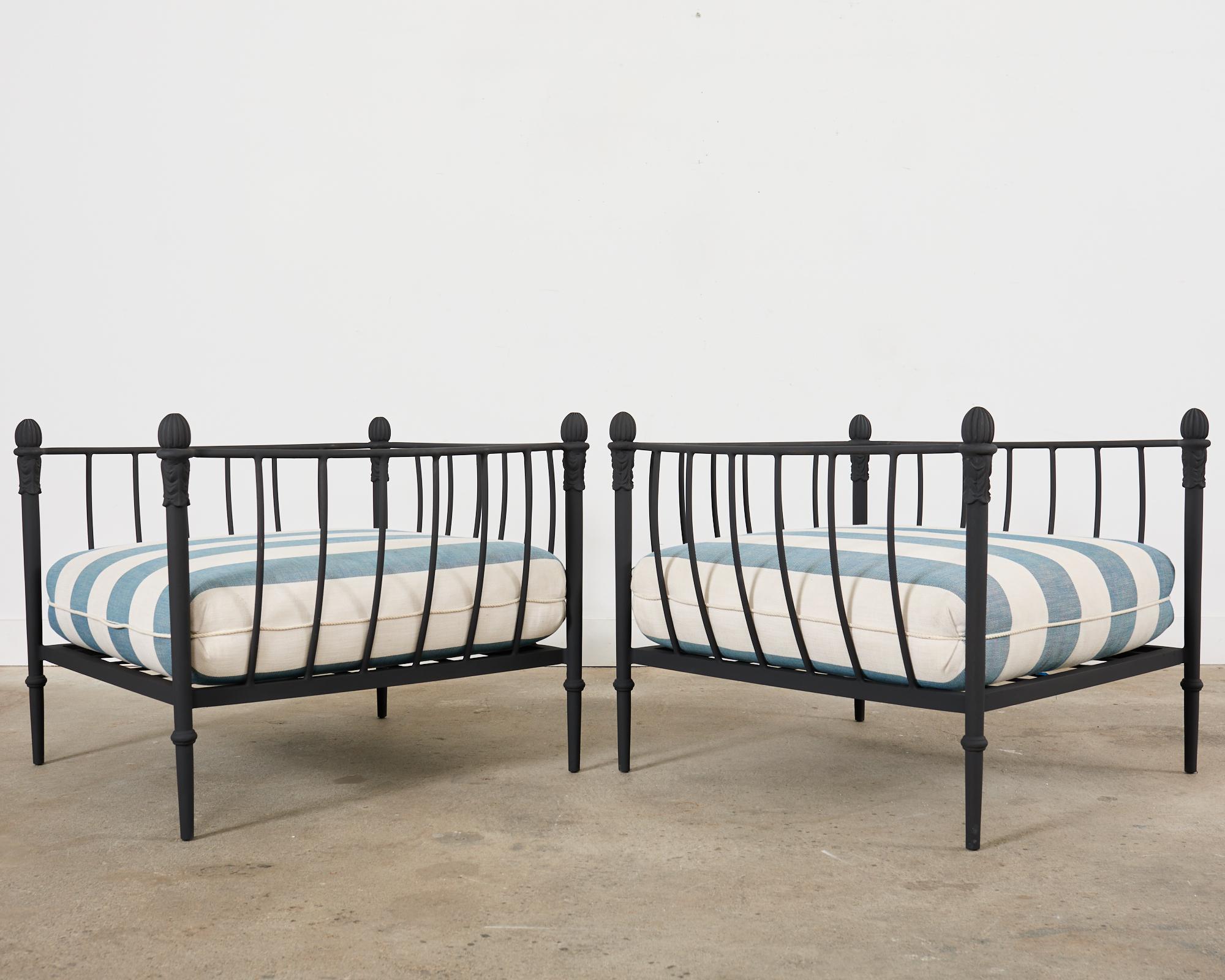 Pair of Michael Taylor Design Montecito Chairs and Ottoman In Good Condition In Rio Vista, CA