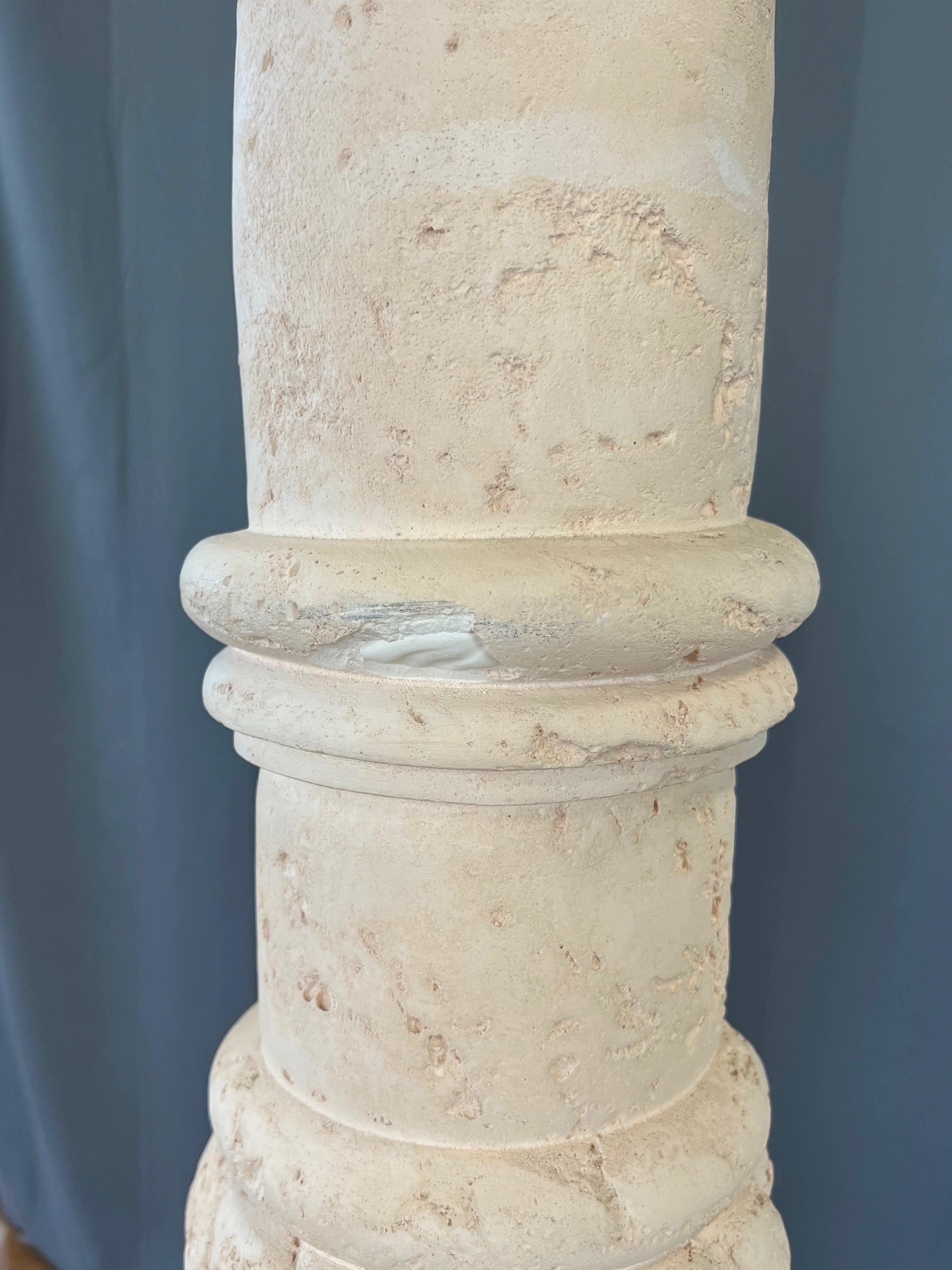 Pair of Michael Taylor-Style Pale Pink Plaster Spiral Column Floor Lamps, 1980s For Sale 6