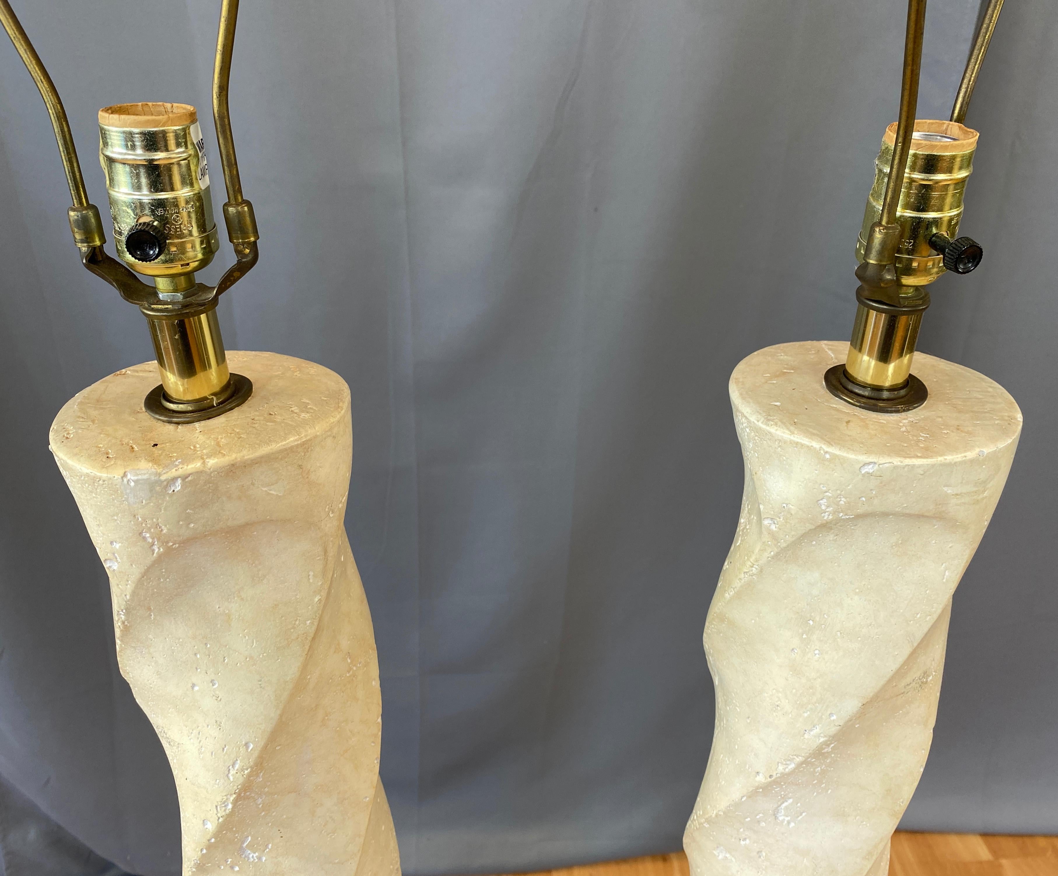 Pair of Michael Taylor Style Tall Spiral Plaster Floor Lamps 5