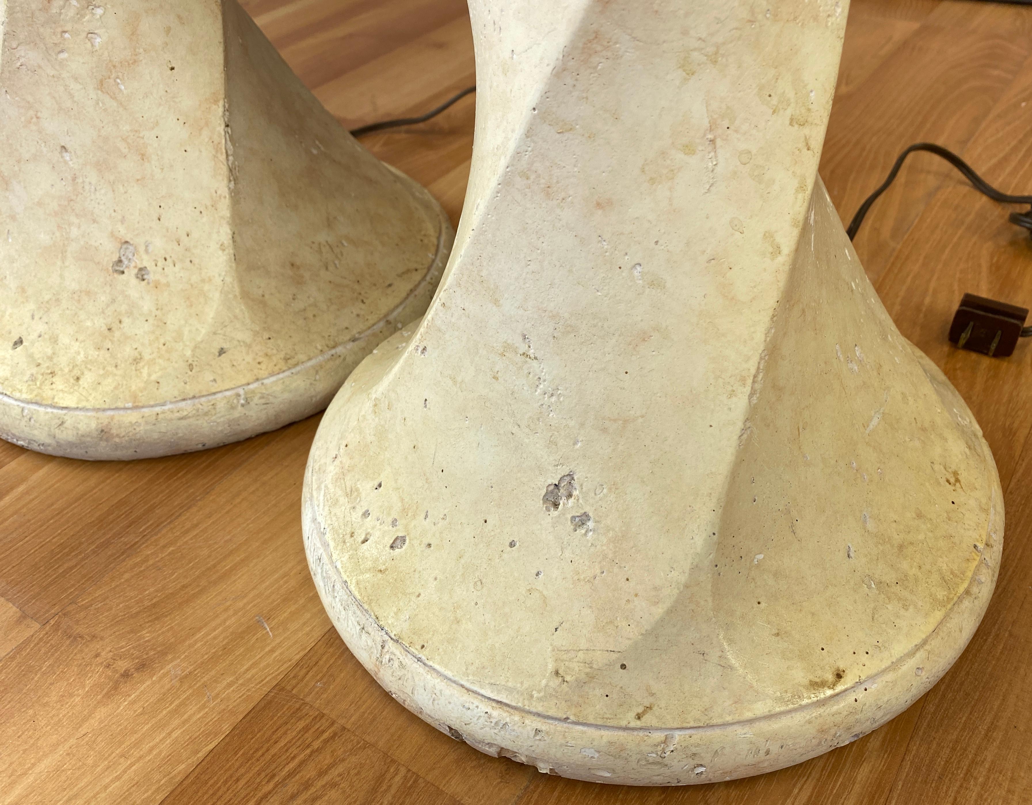 Pair of Michael Taylor Style Tall Spiral Plaster Floor Lamps In Good Condition In San Francisco, CA