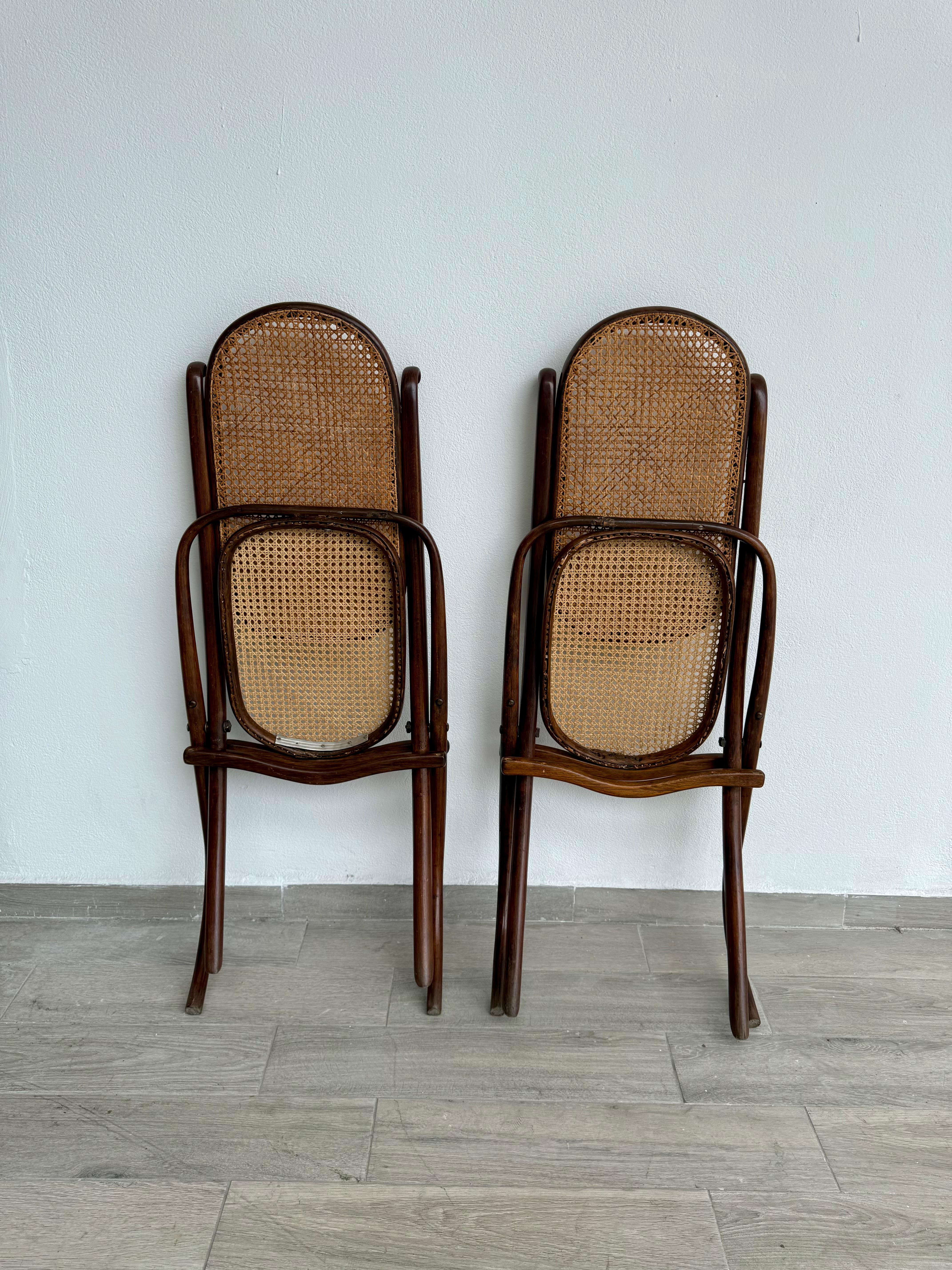 Pair of Michael Thonet Folding Deck Chairs For Sale 3