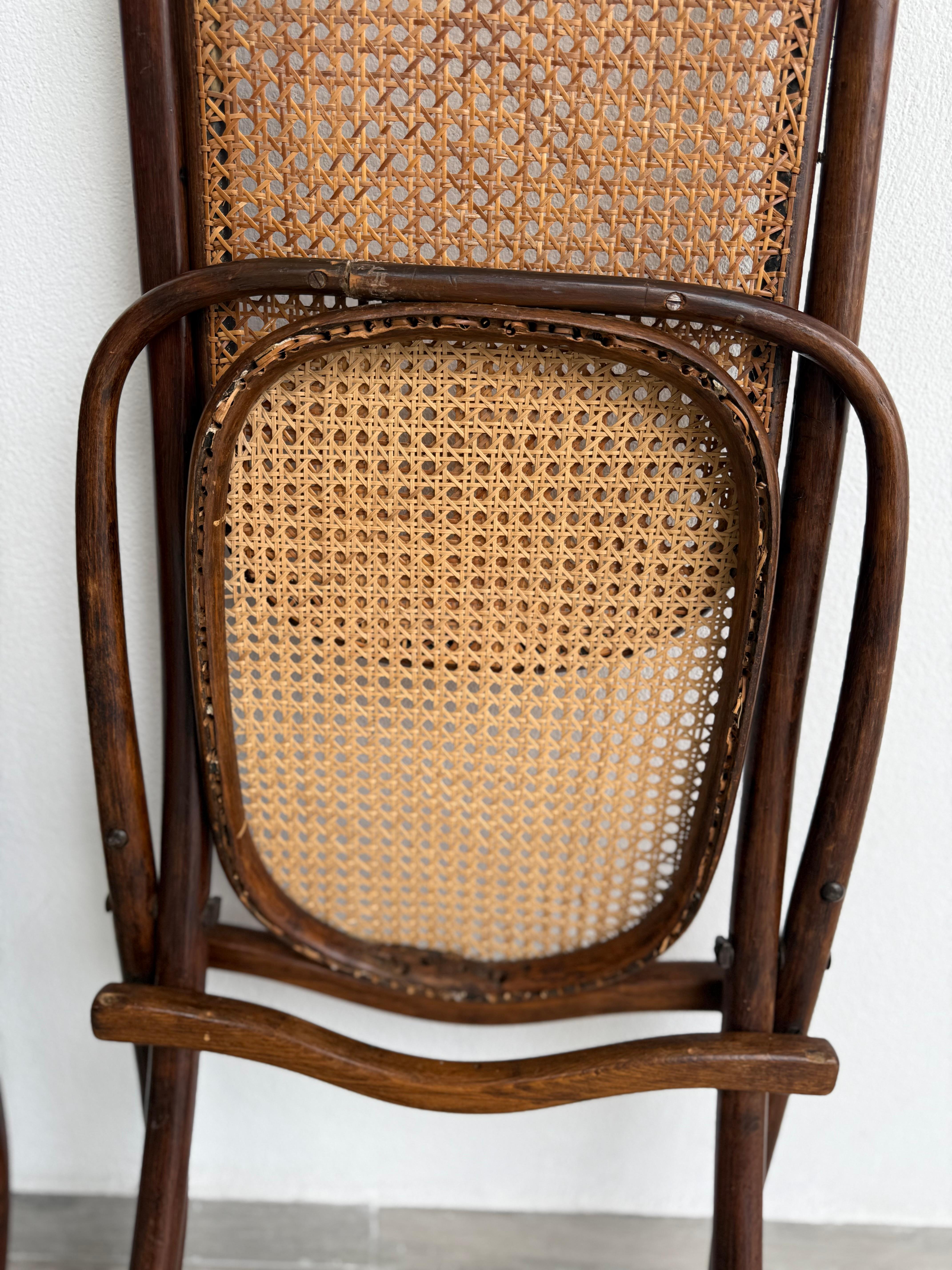 Pair of Michael Thonet Folding Deck Chairs For Sale 4