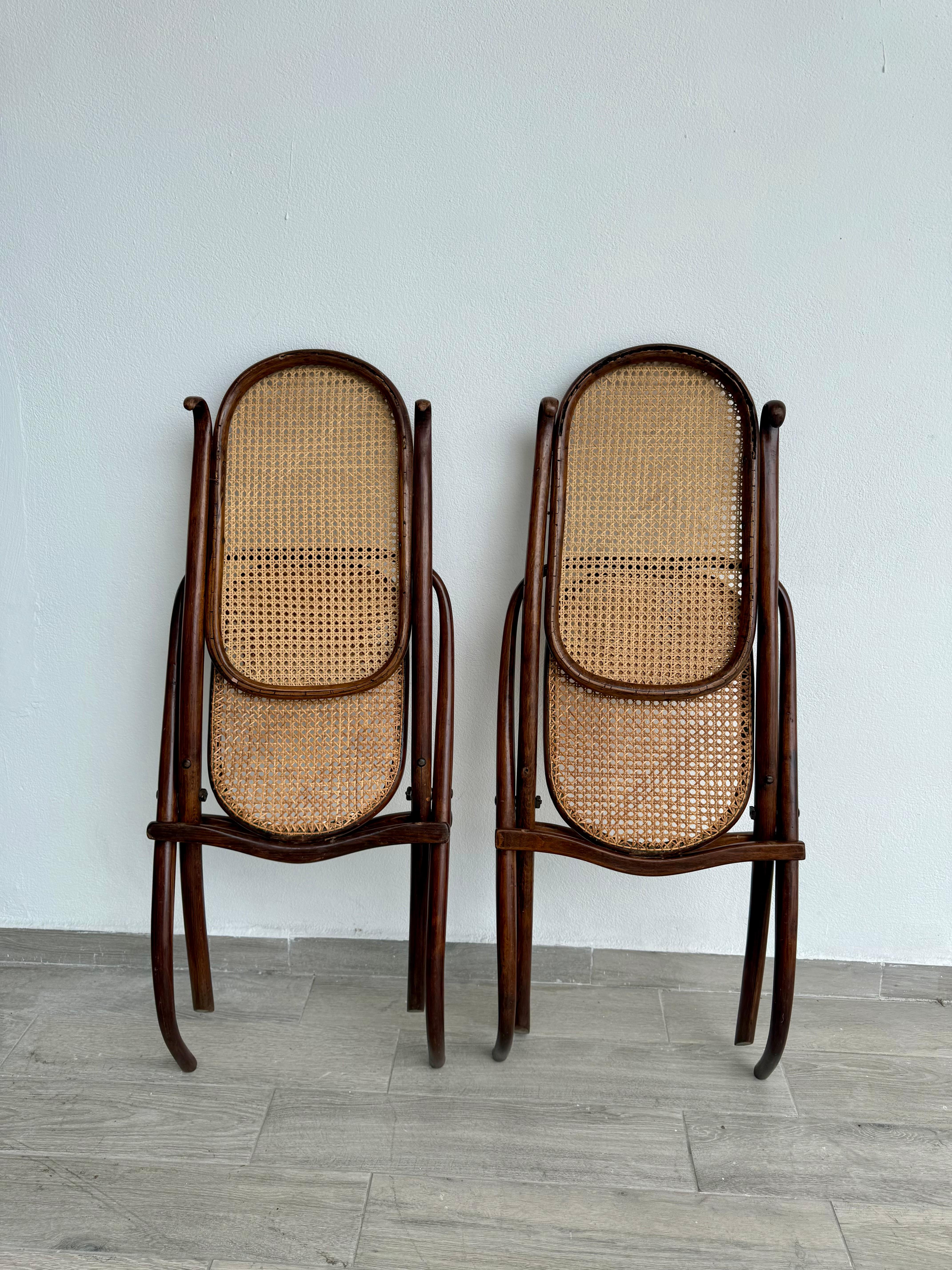 Pair of Michael Thonet Folding Deck Chairs For Sale 2