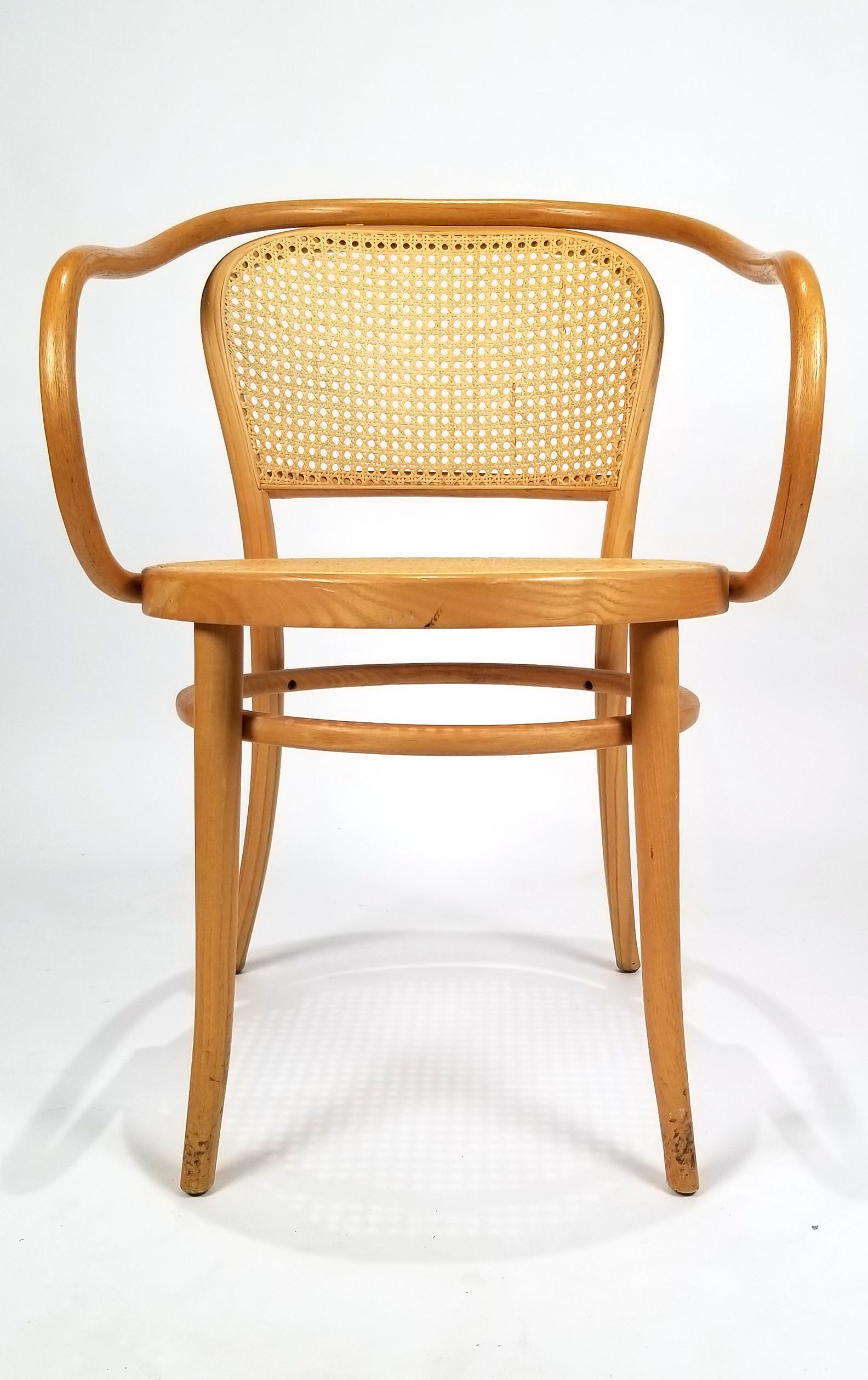 Austrian Pair of Michael Thonet Solid Beechwood and Cane no. 209 Armchairs