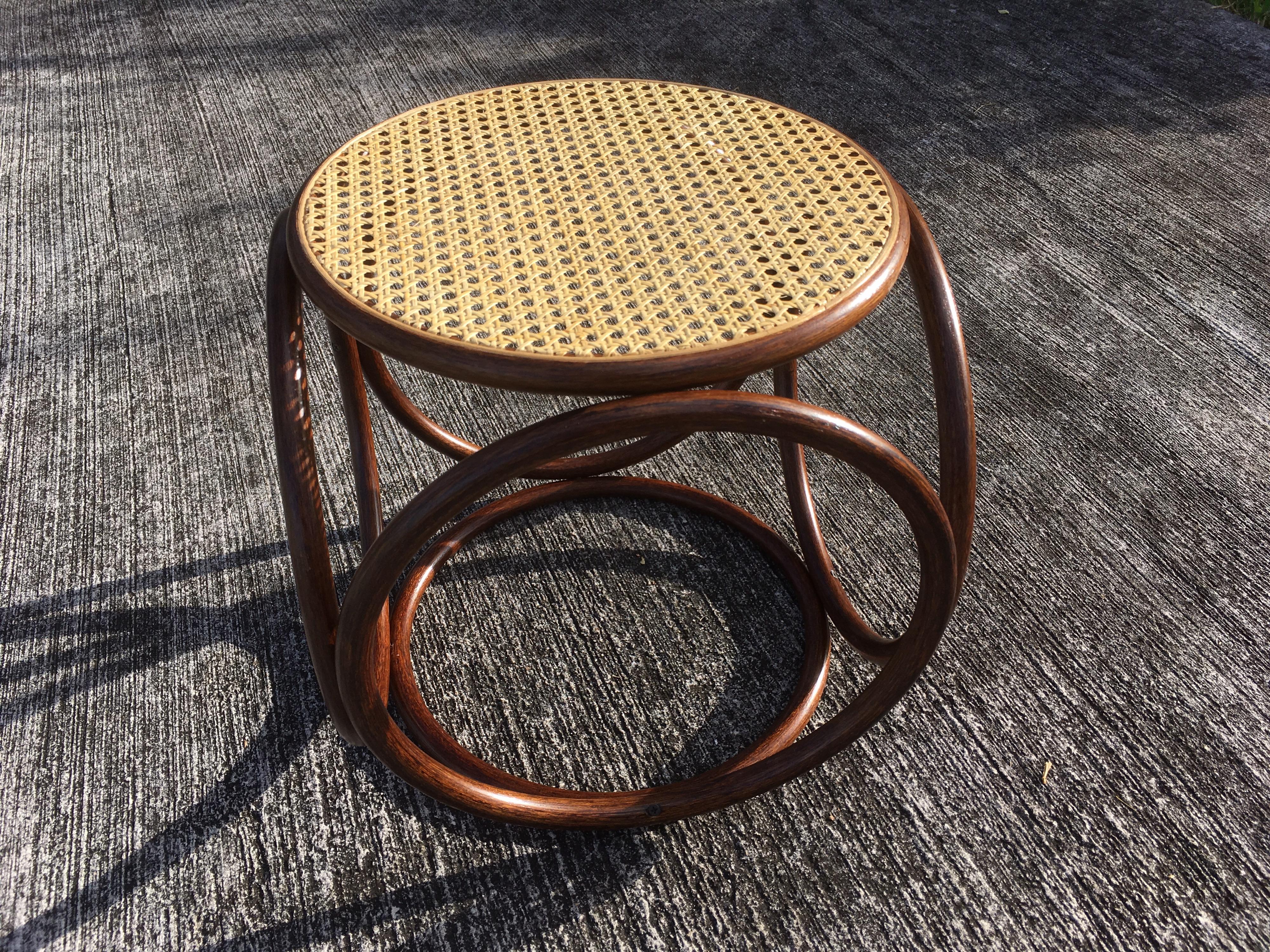 Pair of Michael Thonet Stools Ottomans, Side Tables Cane and Bentwood Brown 3