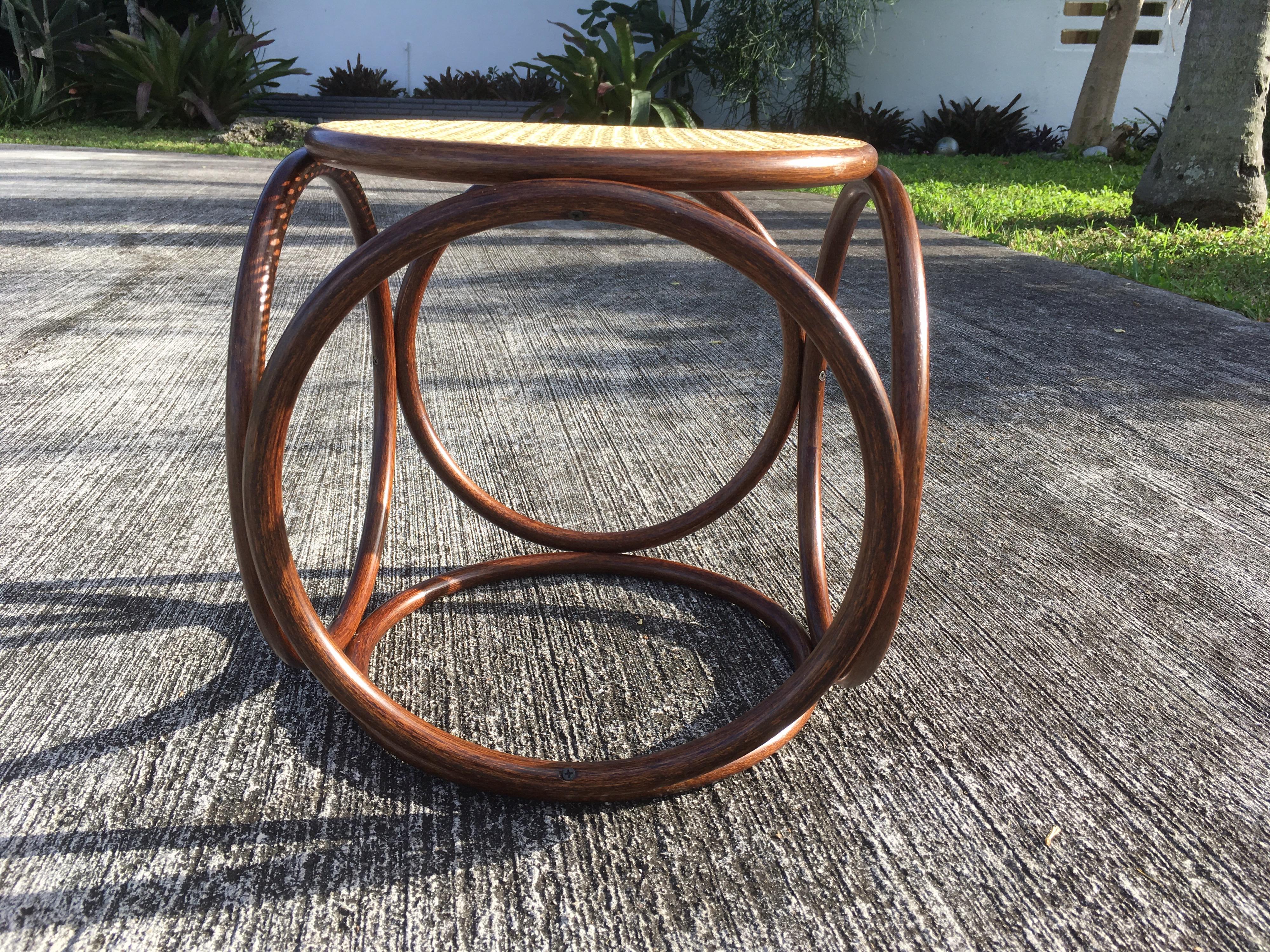 Pair of Michael Thonet Stools Ottomans, Side Tables Cane and Bentwood Brown 4